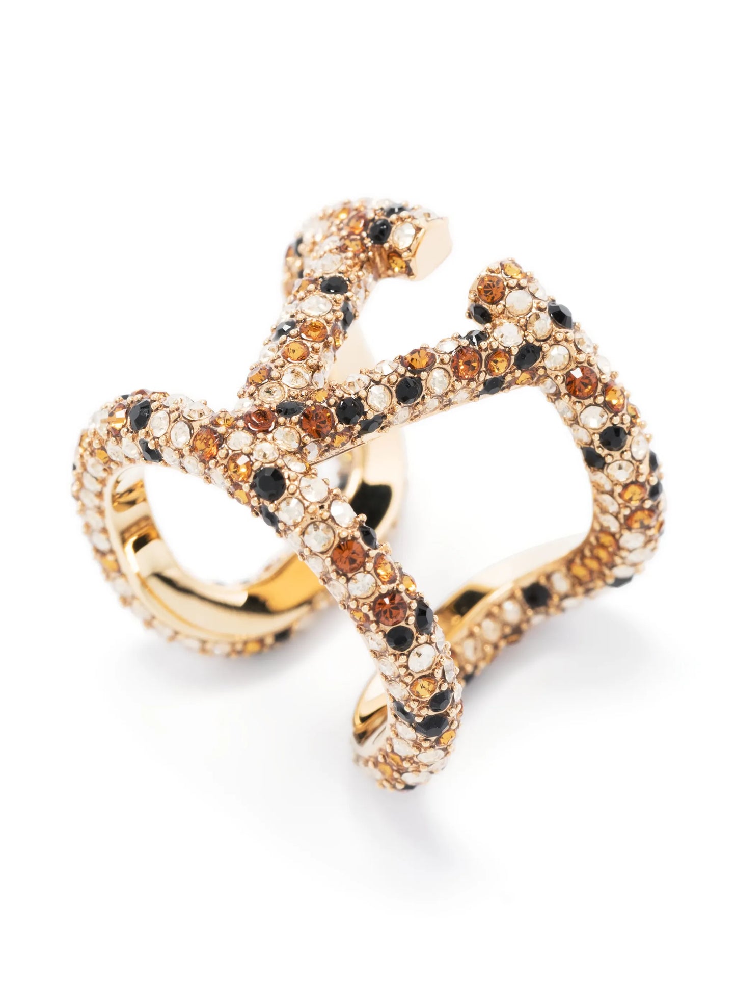 VLogo crystal-embellished ring