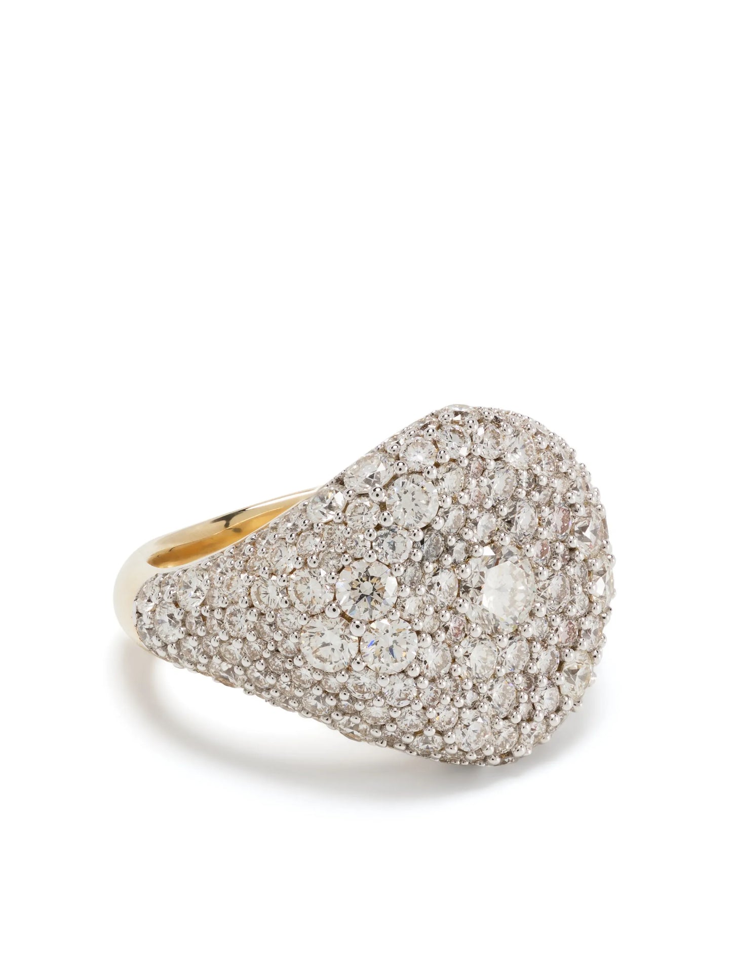 14kt yellow gold Signature diamond signet ring