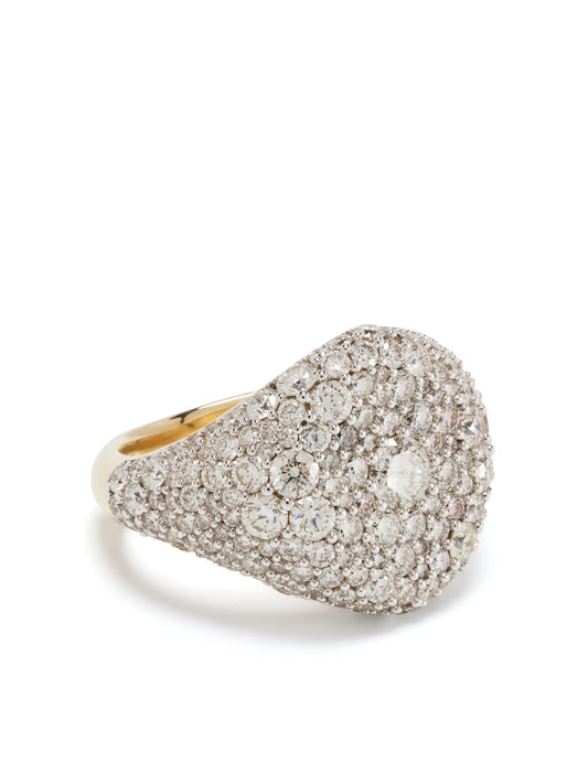 14kt yellow gold Signature diamond signet ring