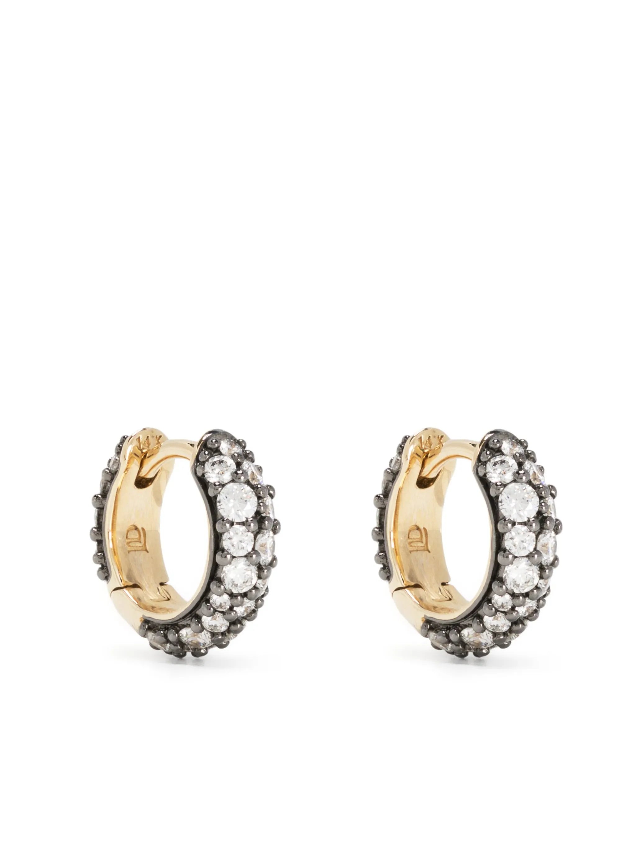 14kt yellow gold Chubby Huggies diamond hoop earrings