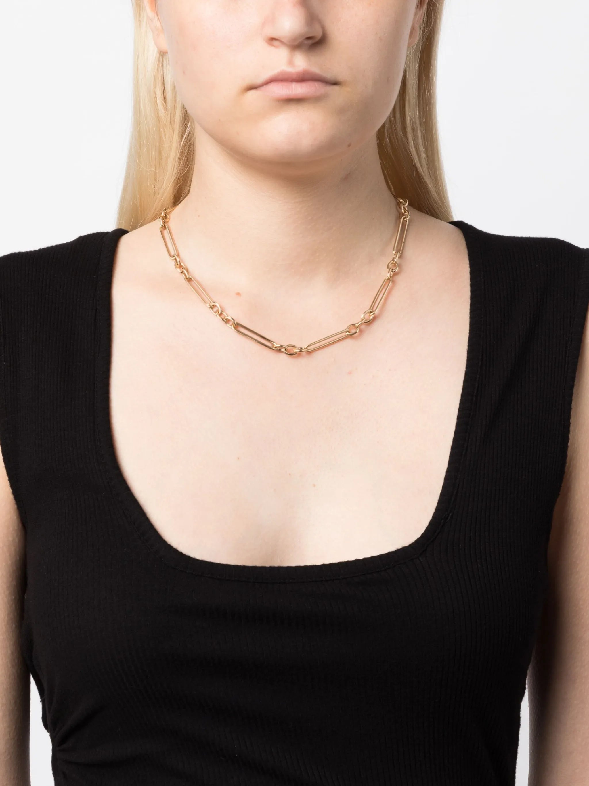 14kt yellow gold Trombone chain necklace