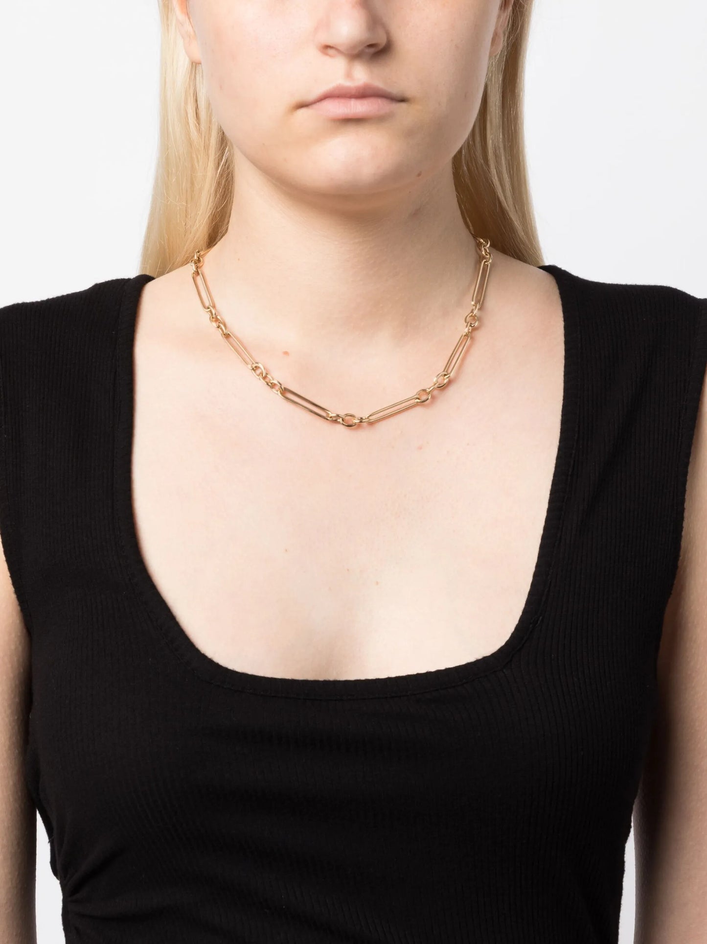 14kt yellow gold Trombone chain necklace