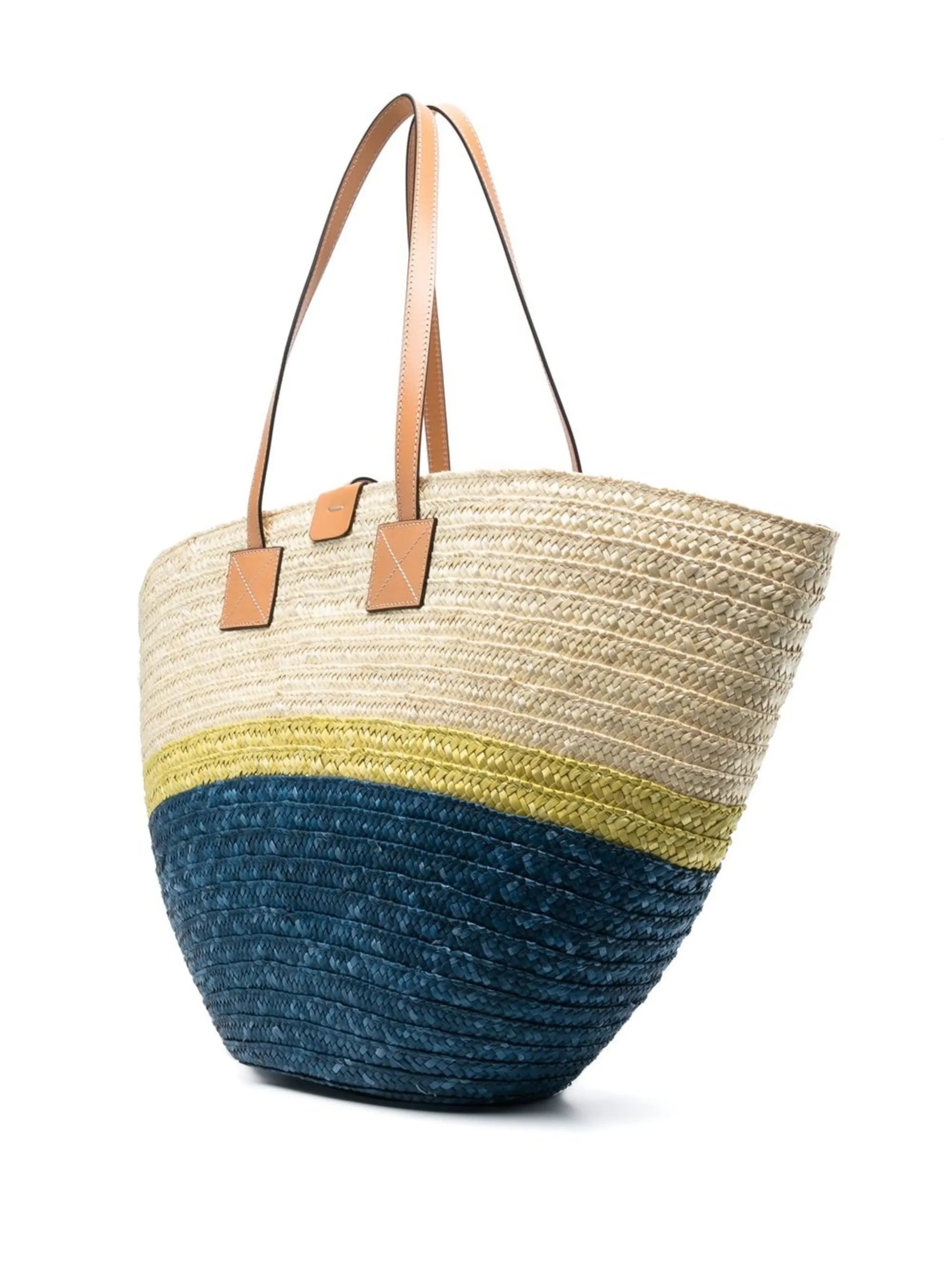 logo-patch straw tote bag