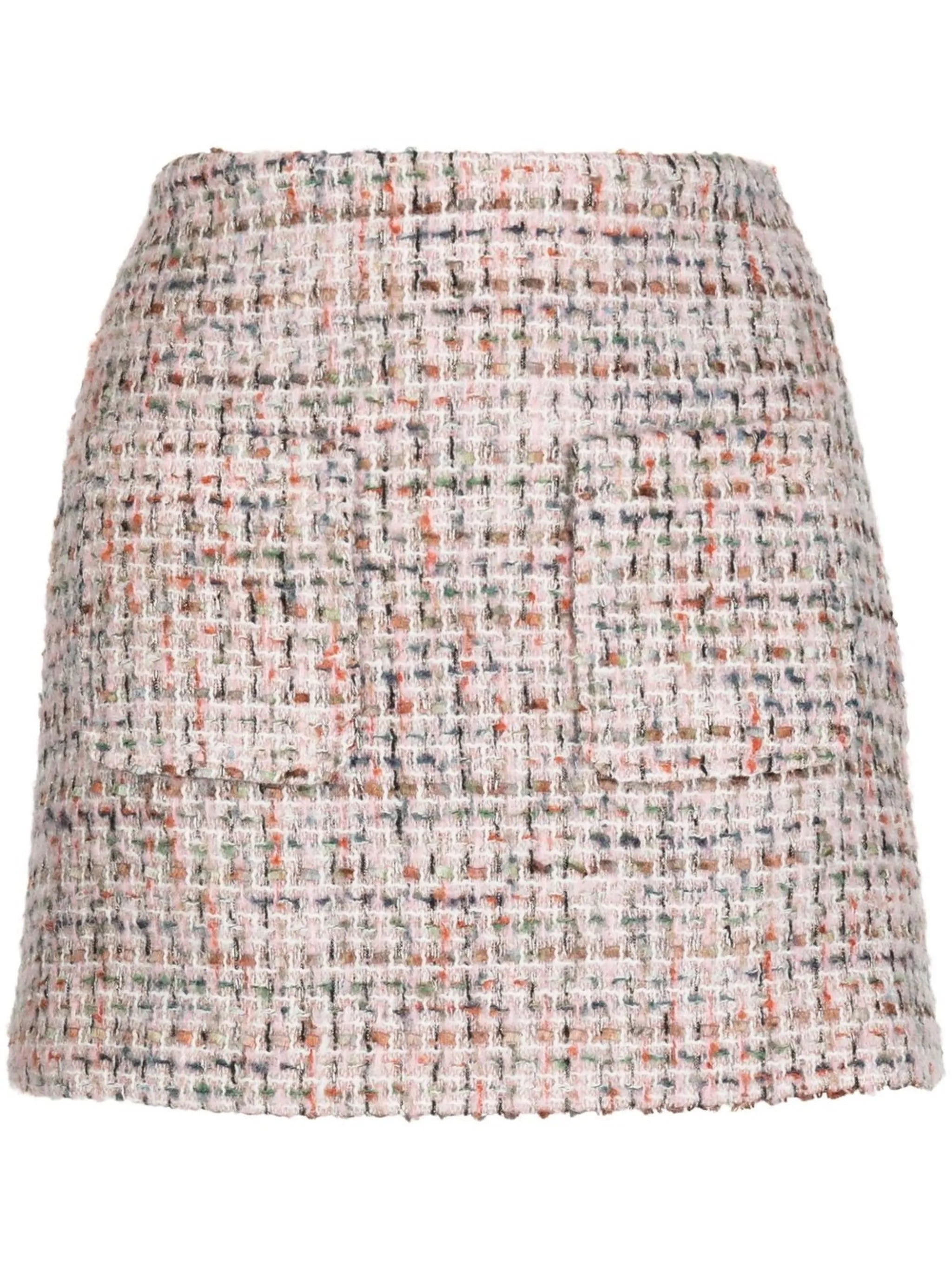 high-waisted tweed miniskirt