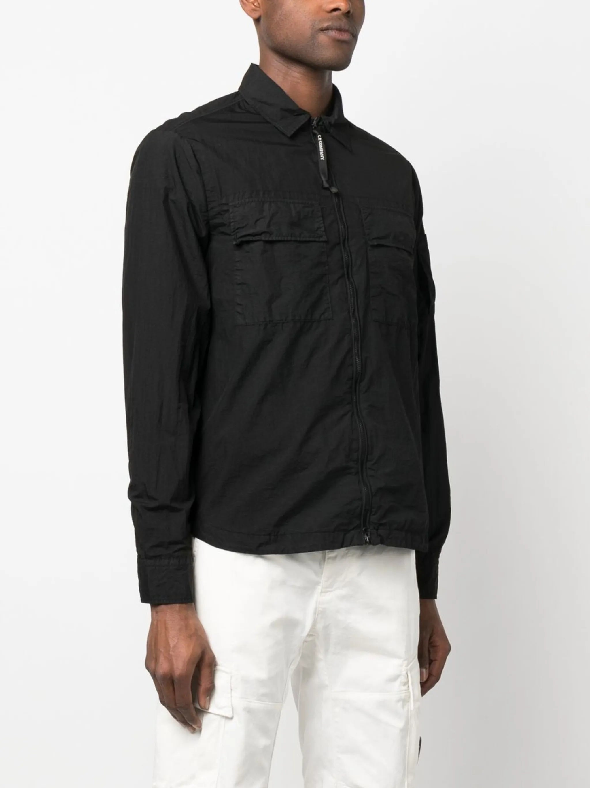 logo-plaque shirt jacket