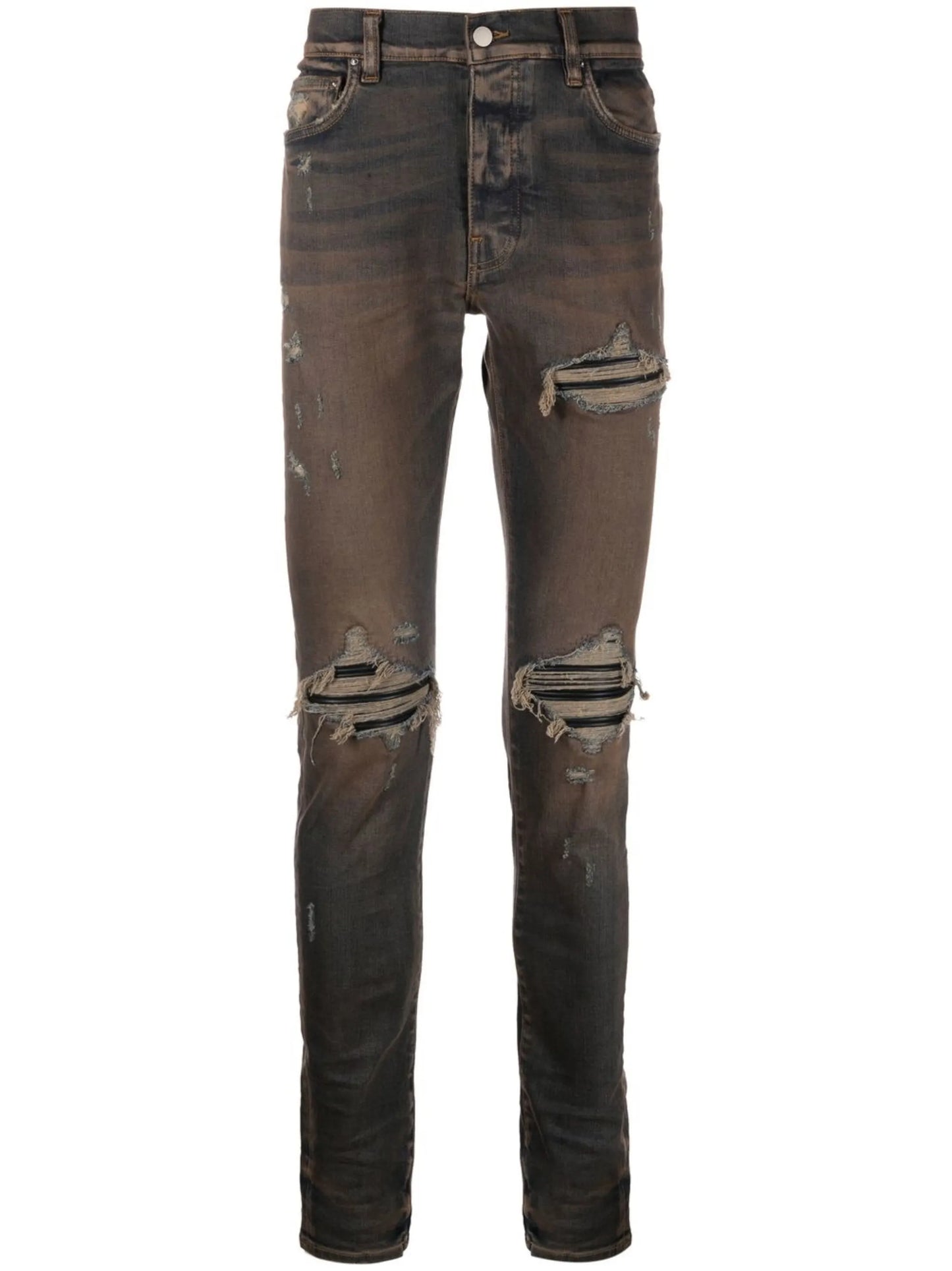MX1 distressed skinny-cut jeans