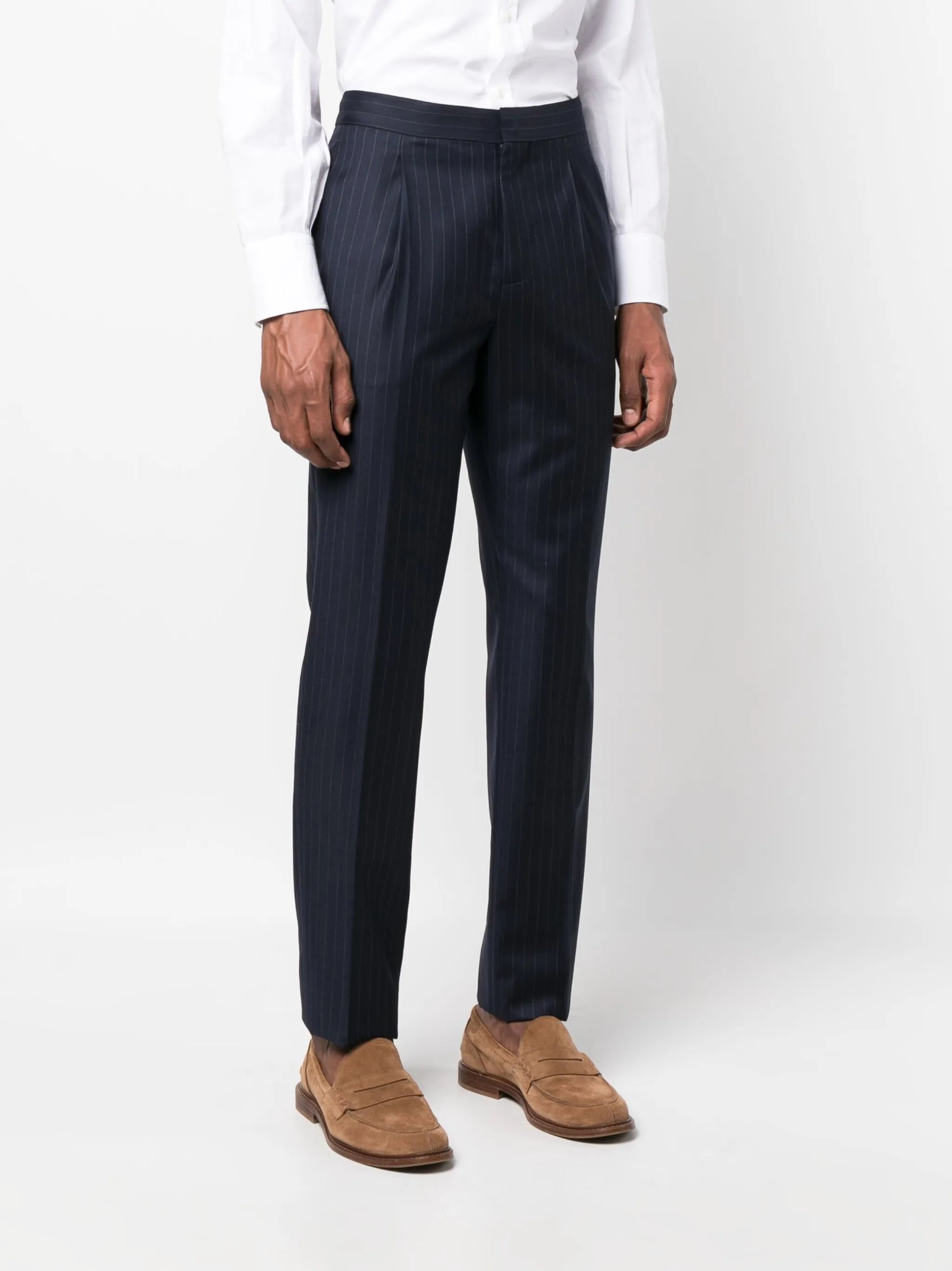 tailored cropped striped trousers
