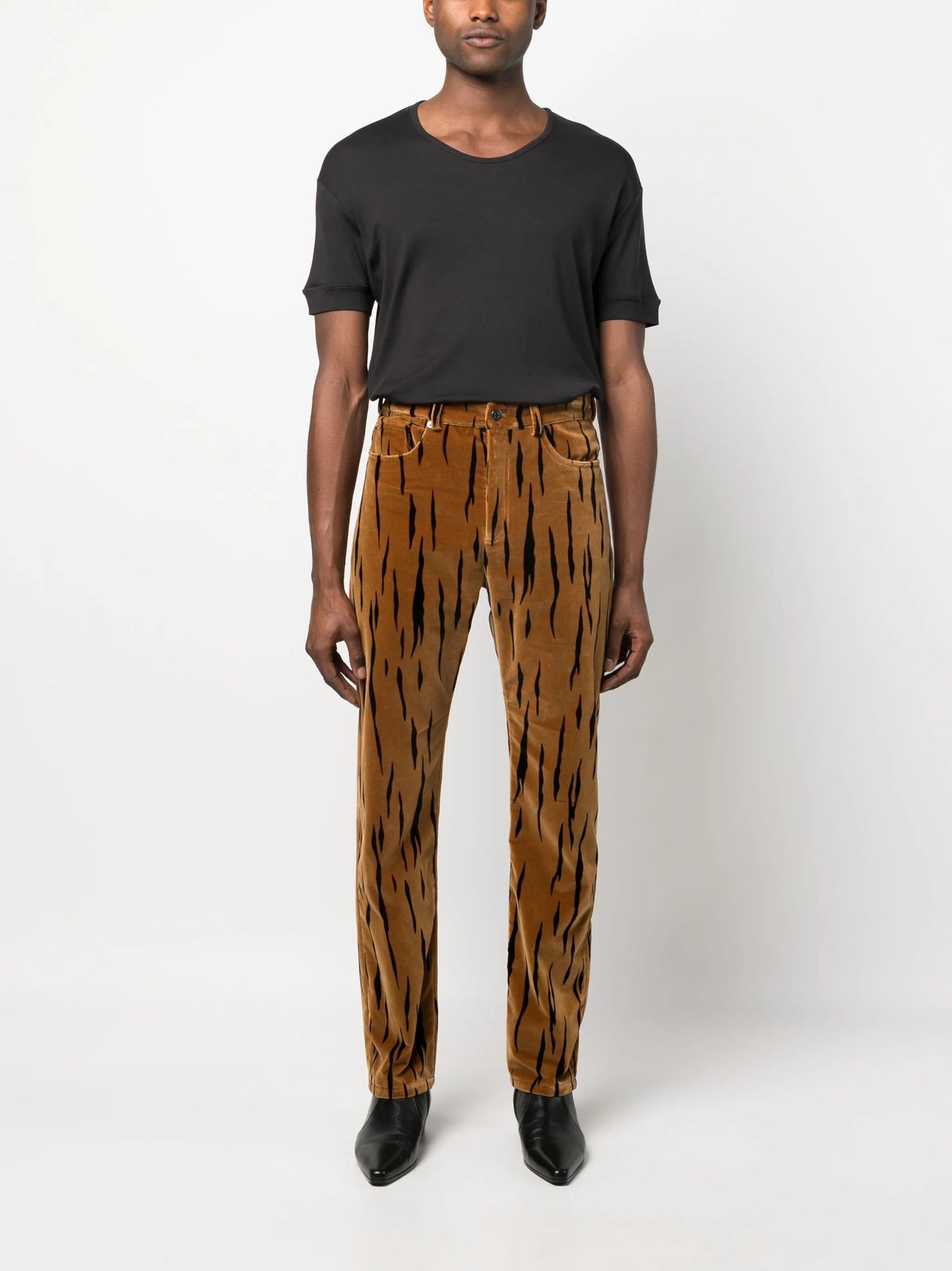 tiger-print velvet trousers