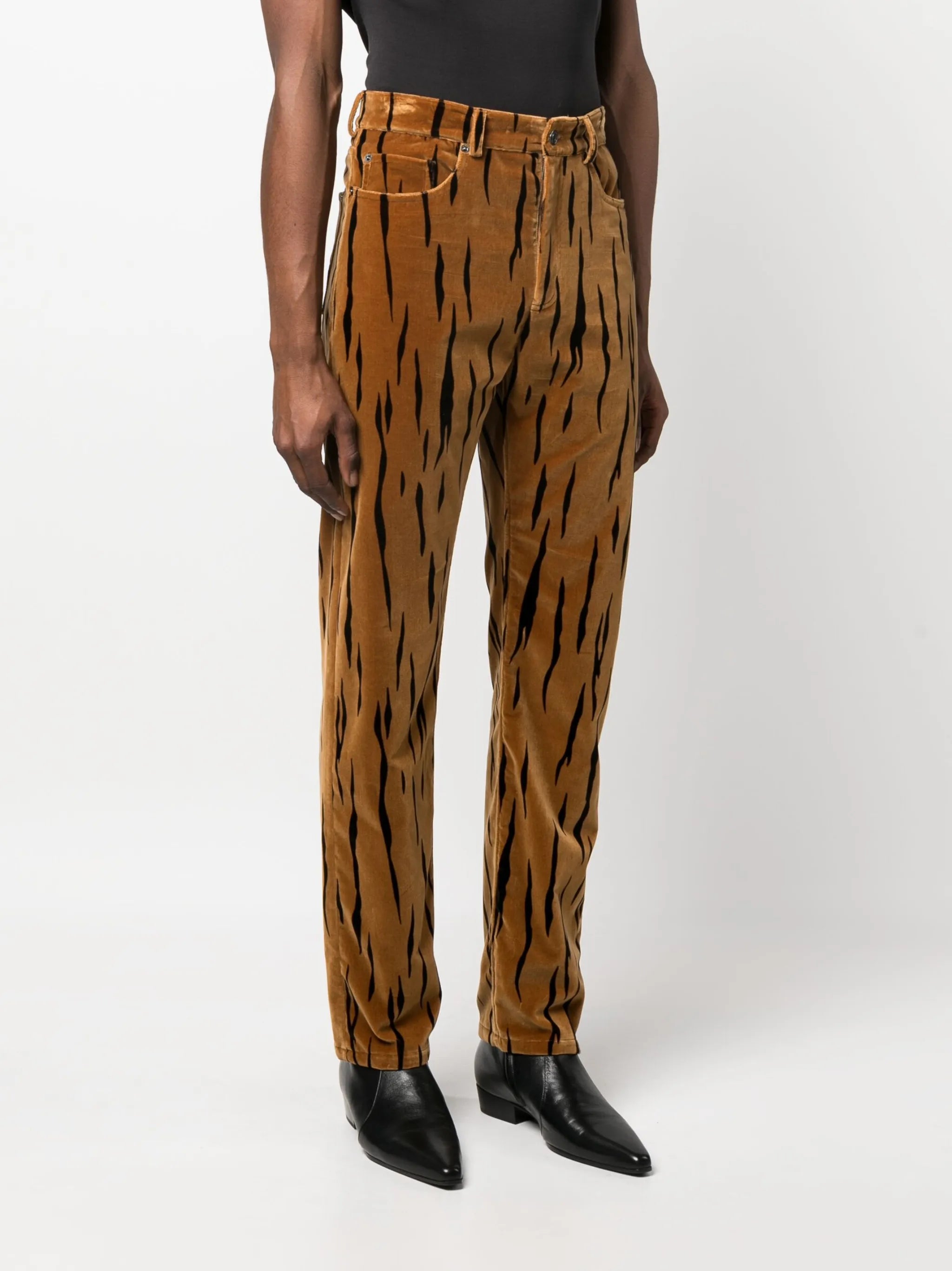 tiger-print velvet trousers