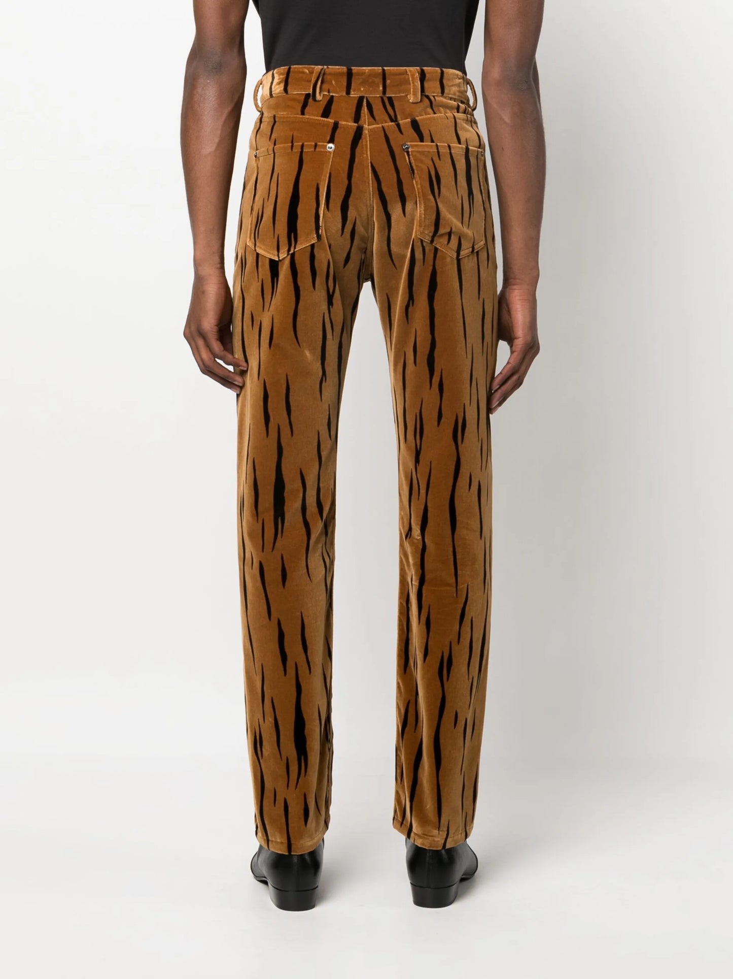 tiger-print velvet trousers