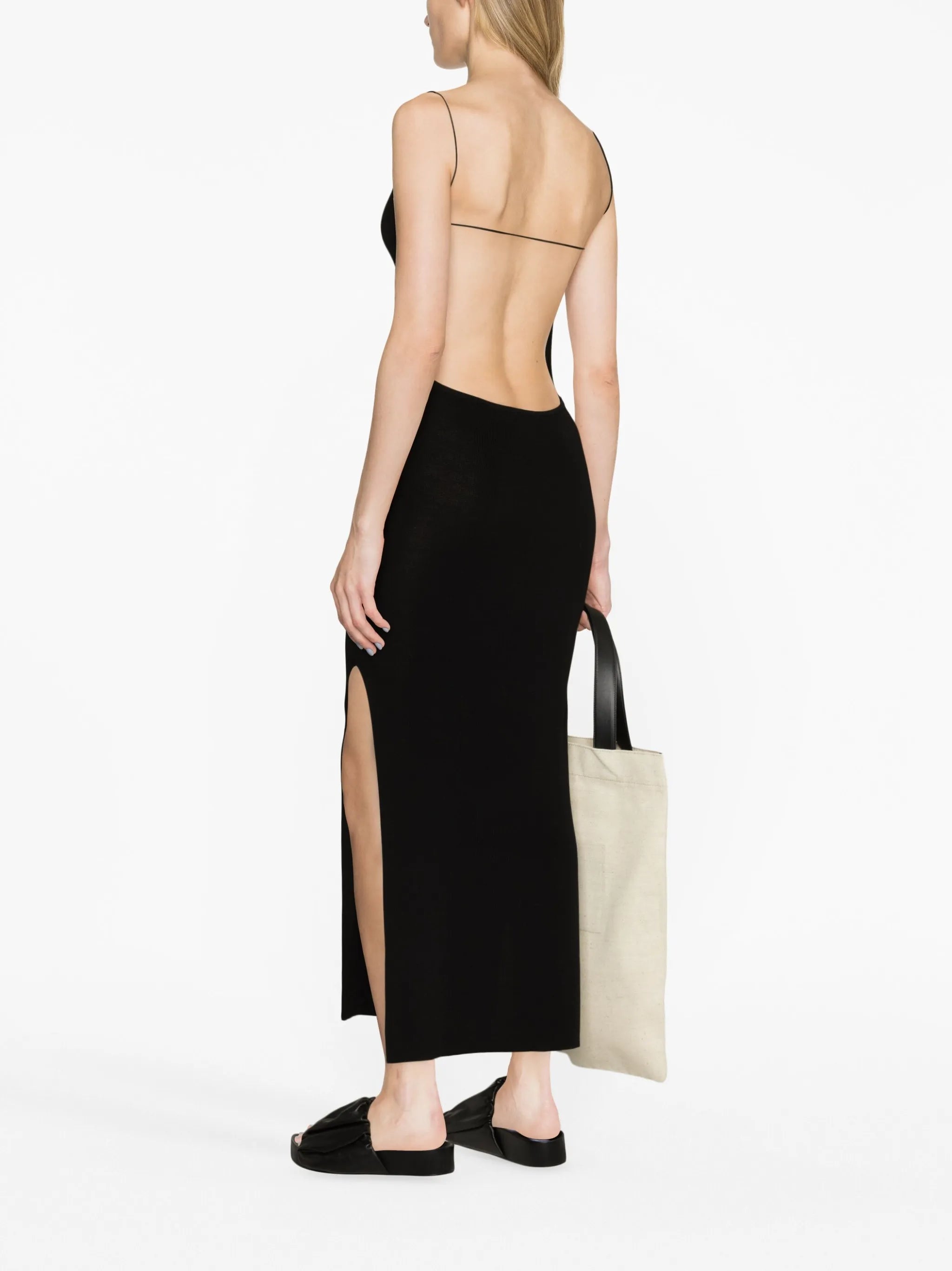 square-neck open-back maxi dress