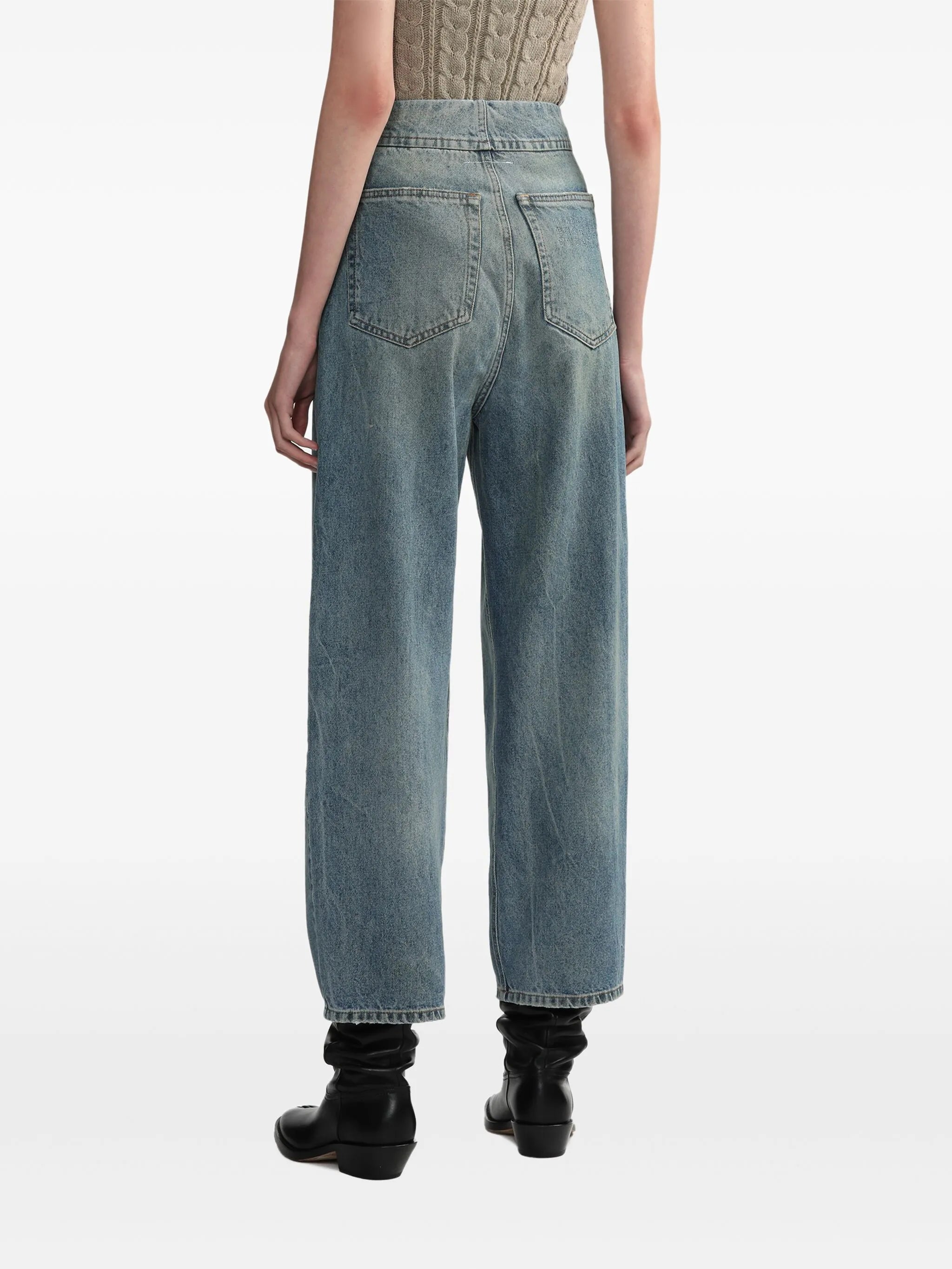 mid-rise tapered-leg jeans