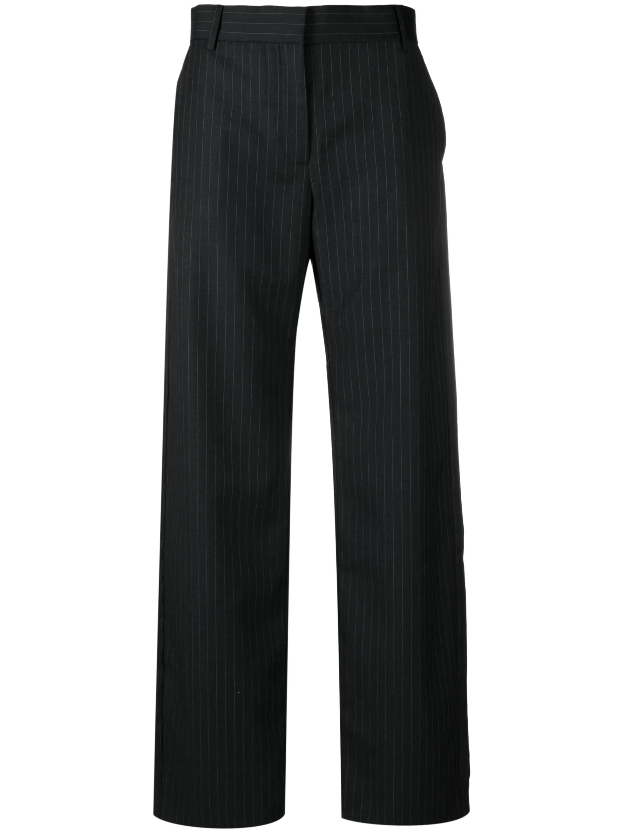 pinstripe wide-leg trousers