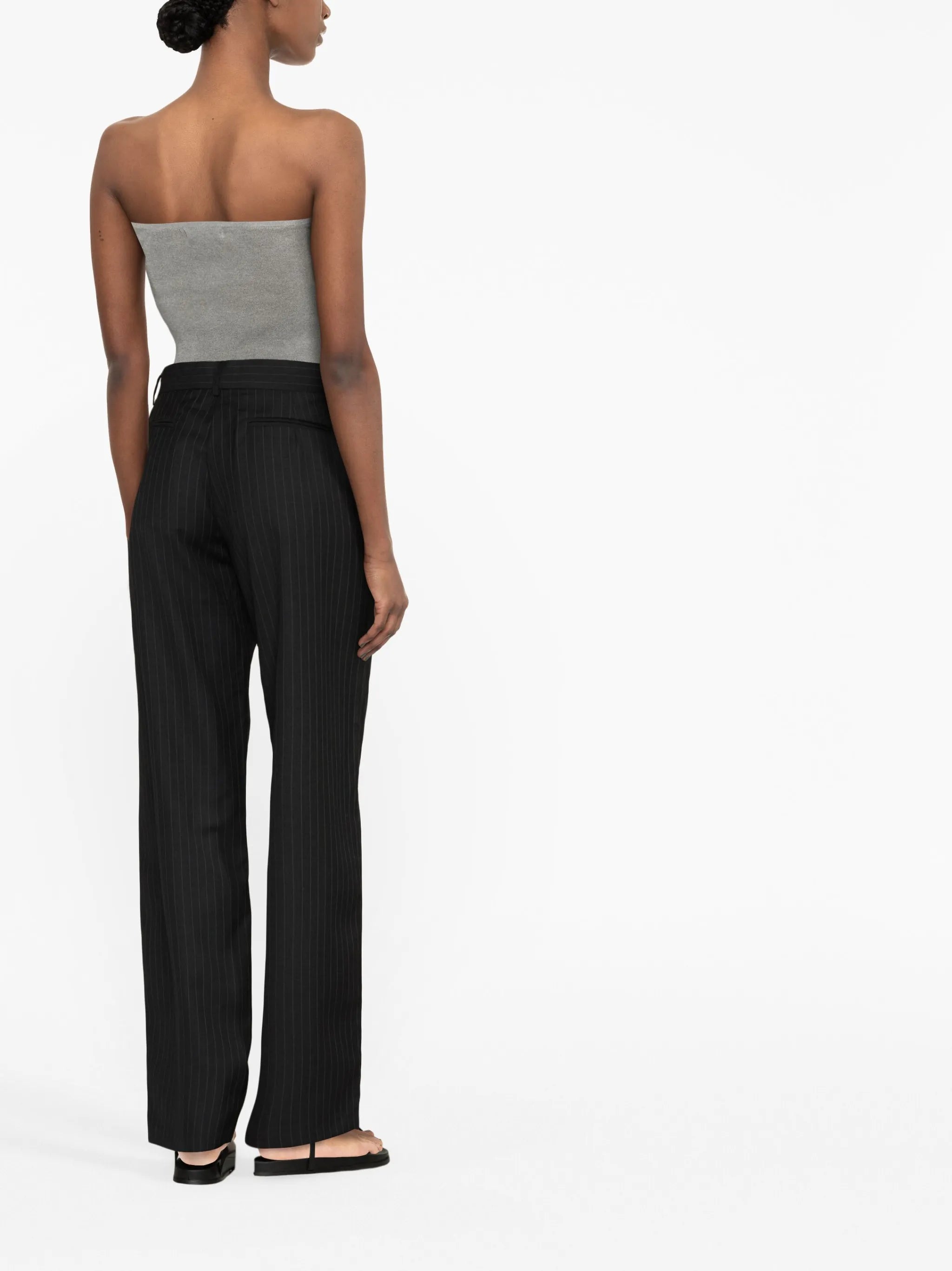 pinstripe wide-leg trousers