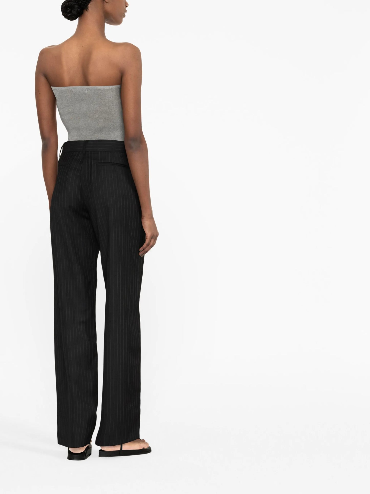 pinstripe wide-leg trousers