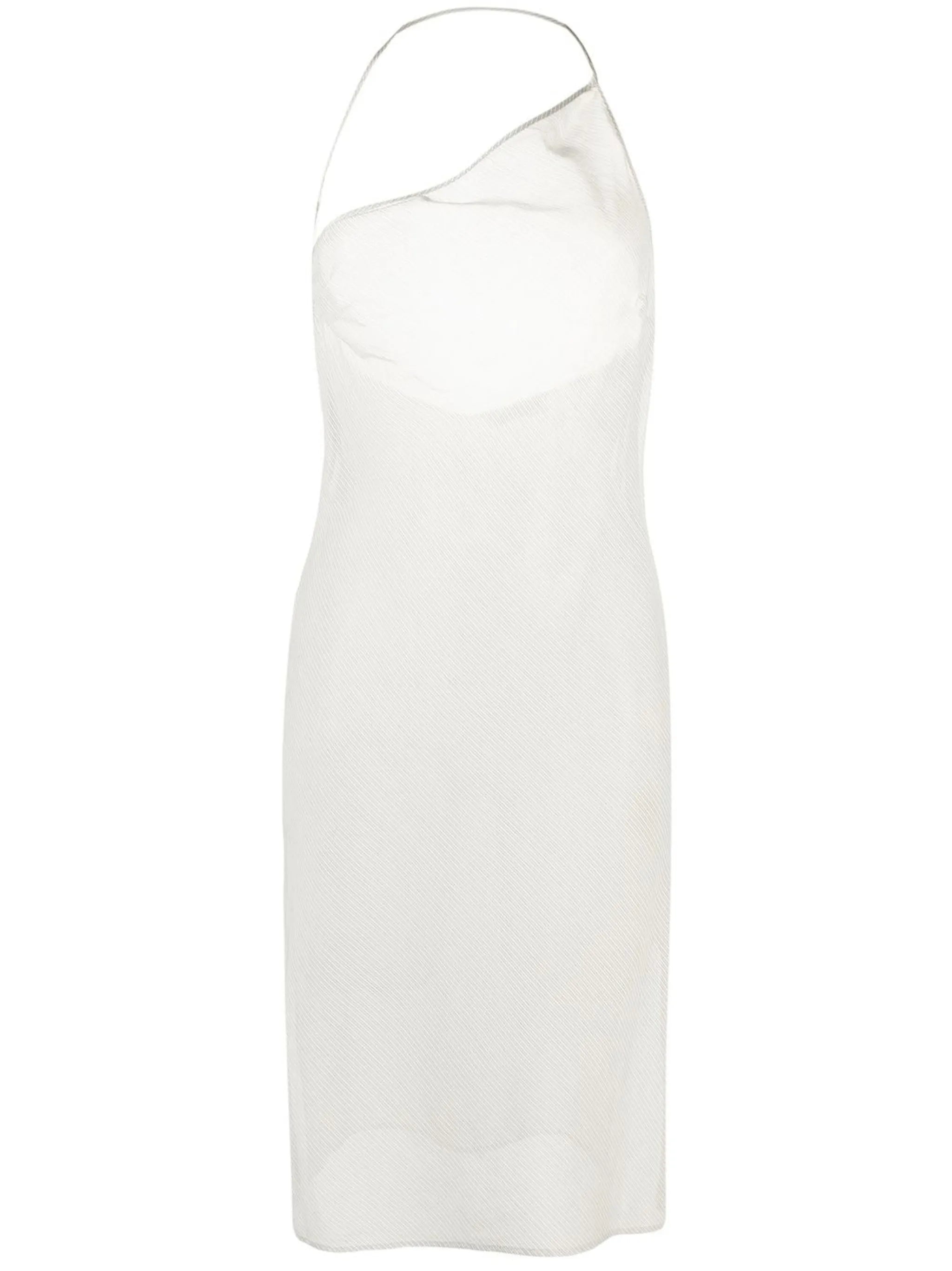 one-shoulder transparent dress