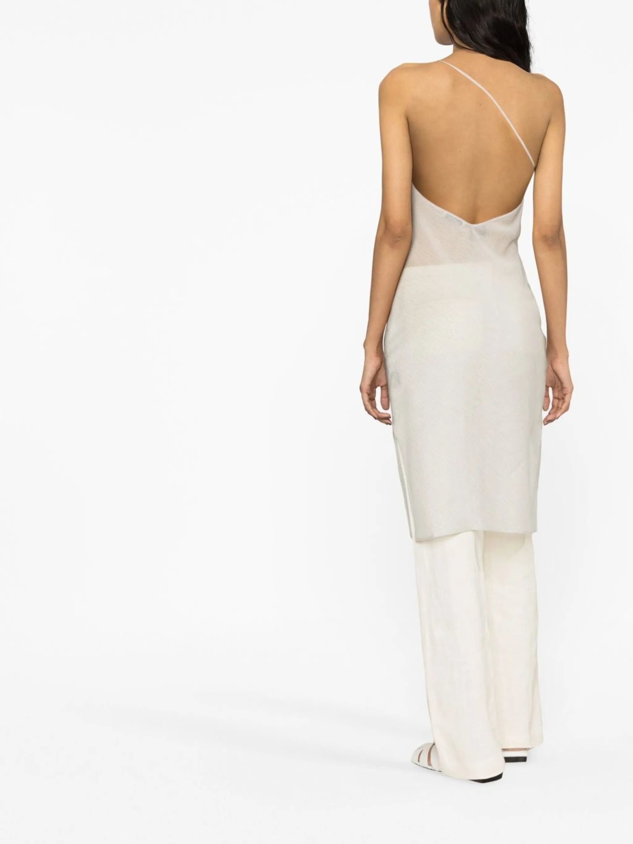 one-shoulder transparent dress