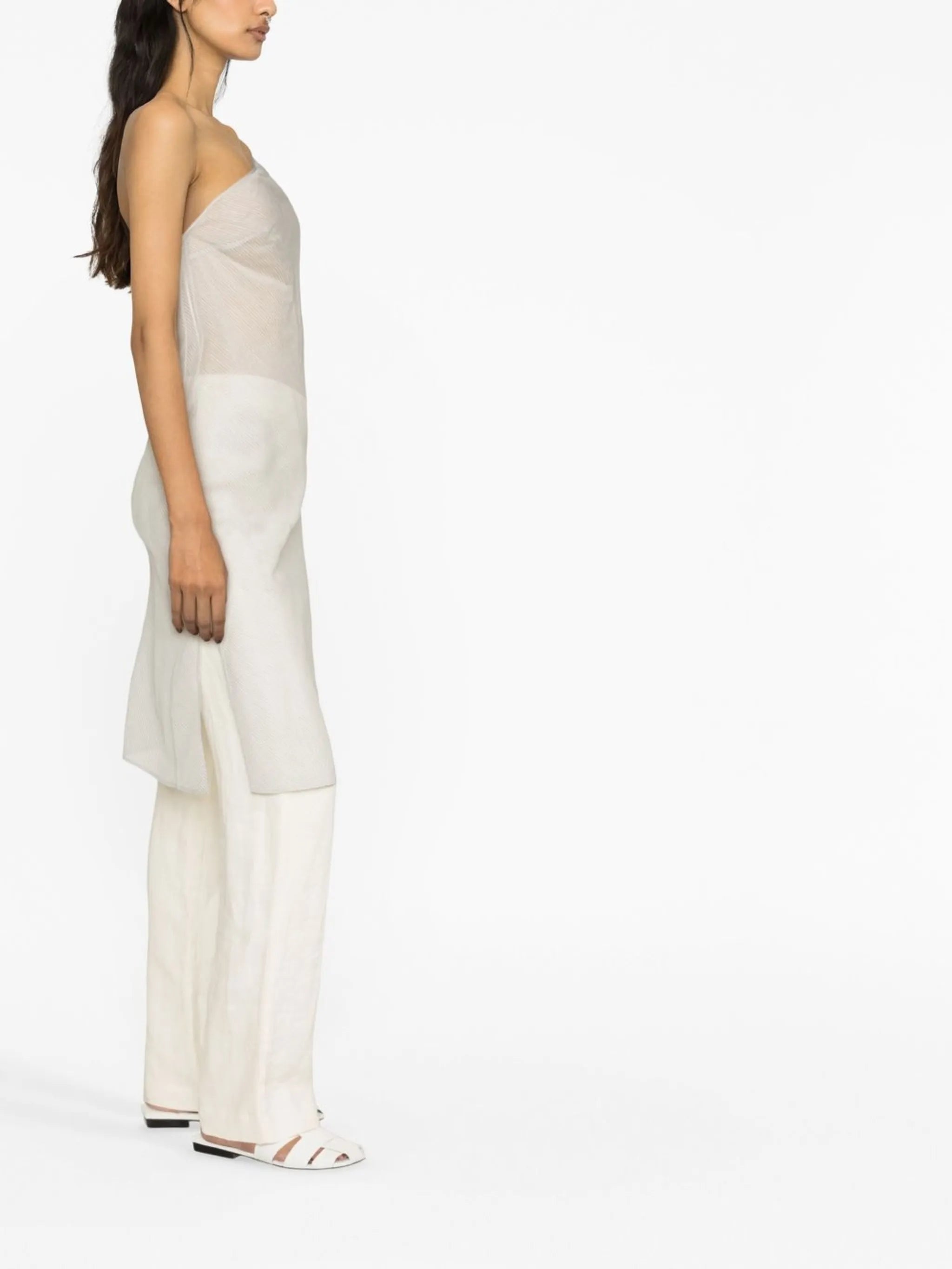 one-shoulder transparent dress
