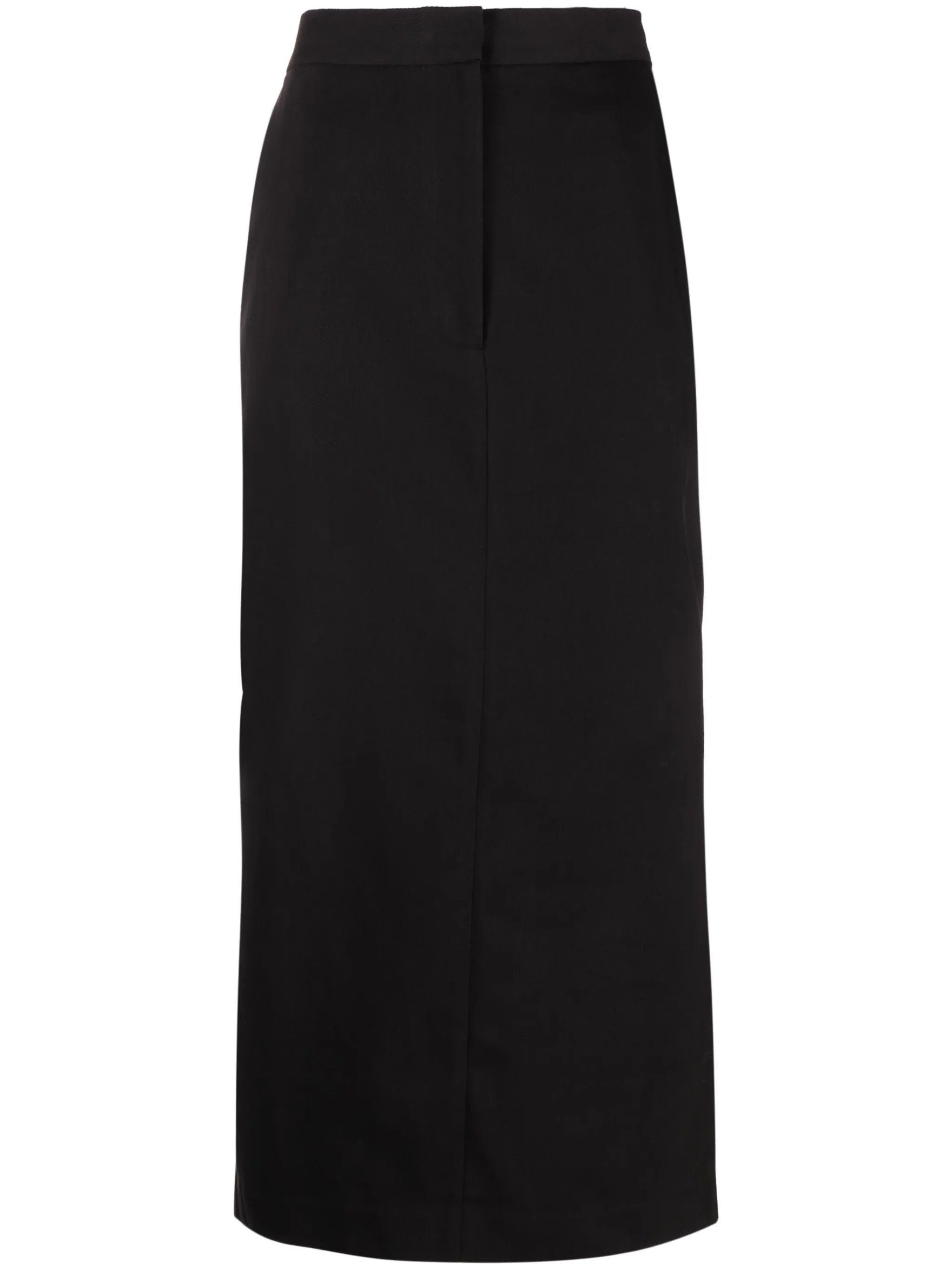 low-waist tailored midi skirt