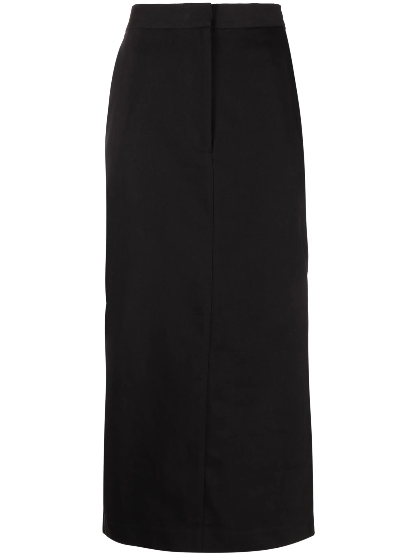 low-waist tailored midi skirt