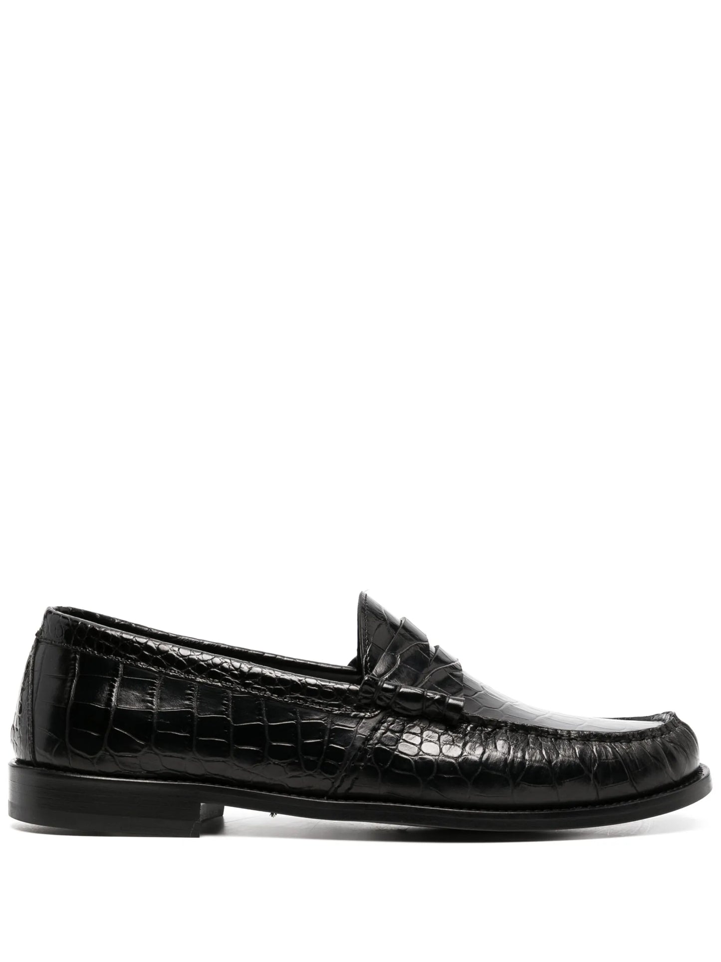 crocodile-effect leather loafers