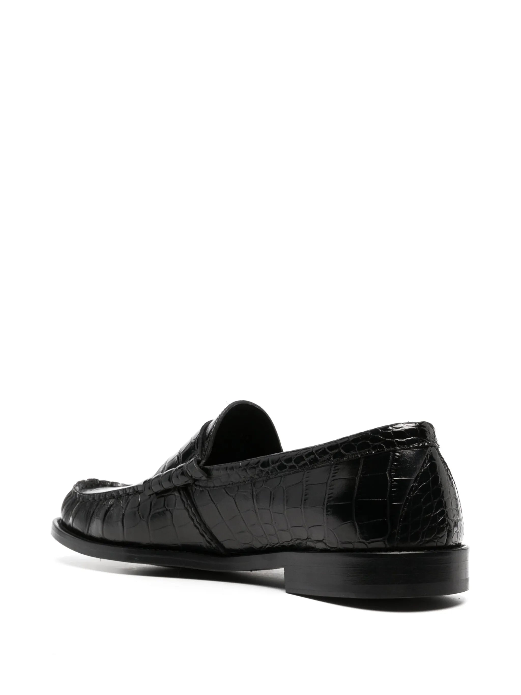 crocodile-effect leather loafers