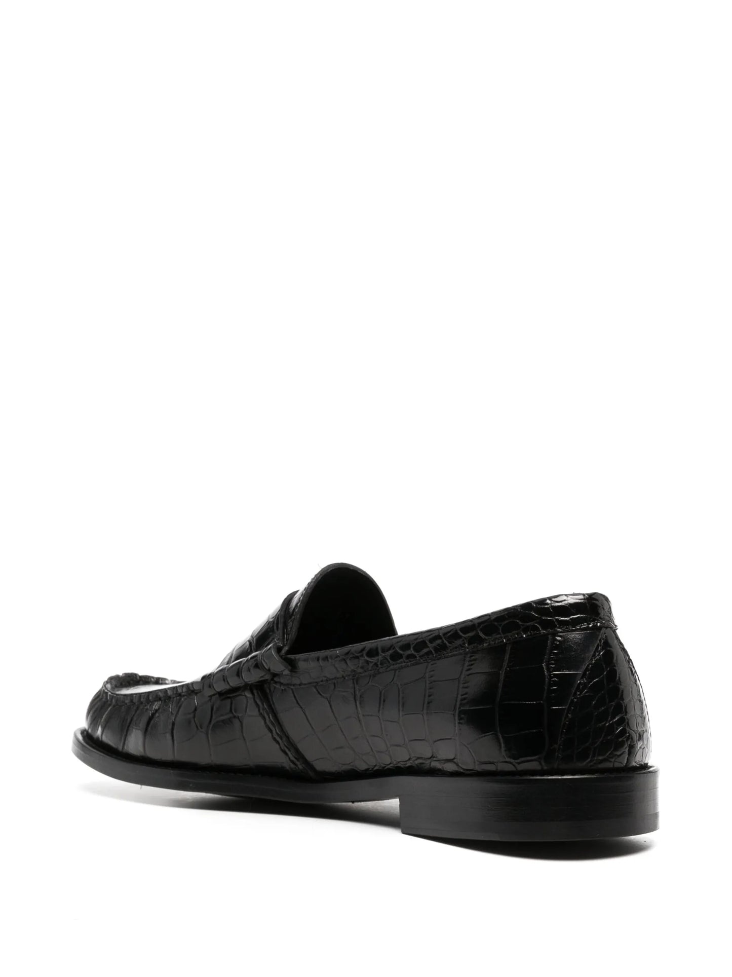 crocodile-effect leather loafers