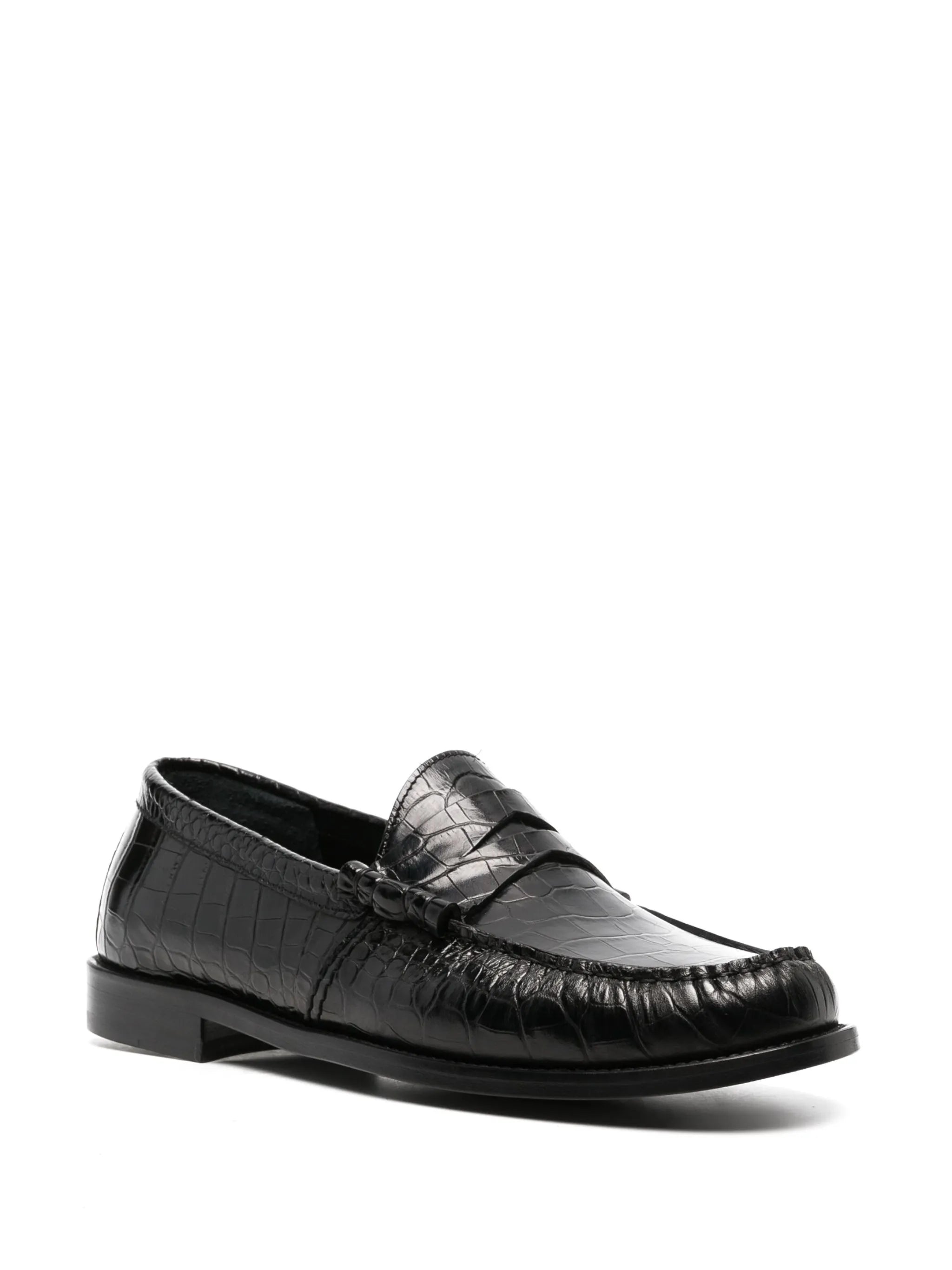 crocodile-effect leather loafers