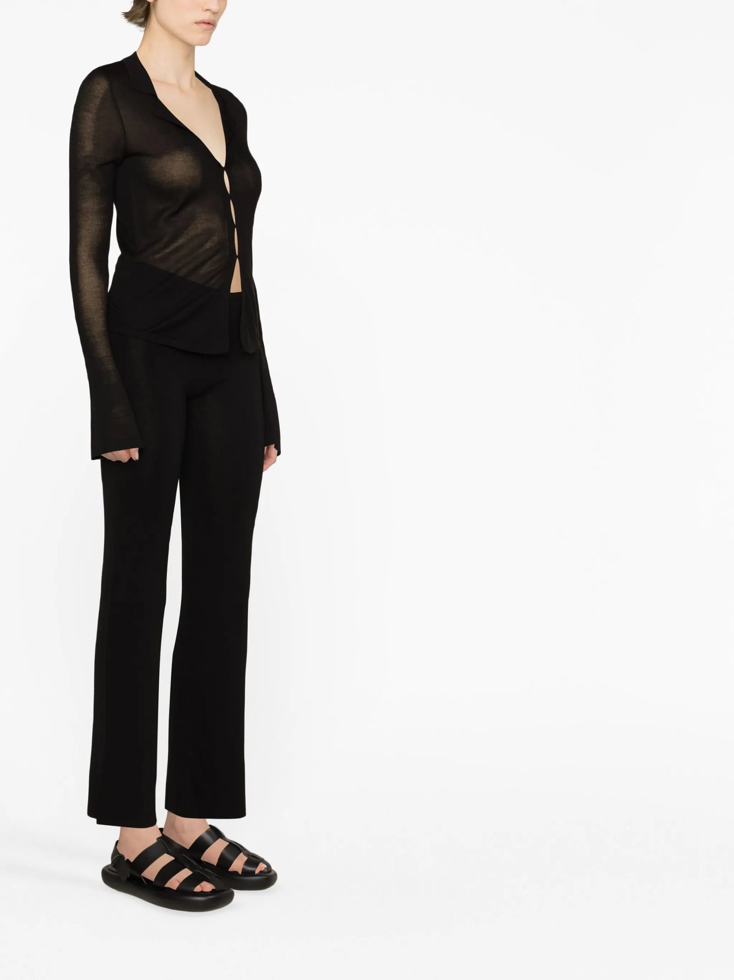 fine-knit long-sleeved shirt