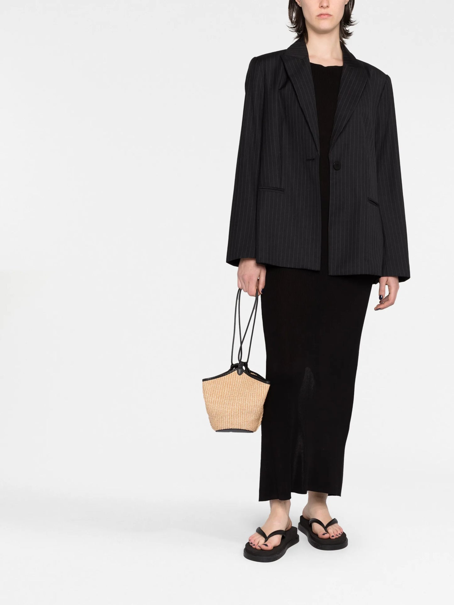 Agni pinstriped single-breasted blazer