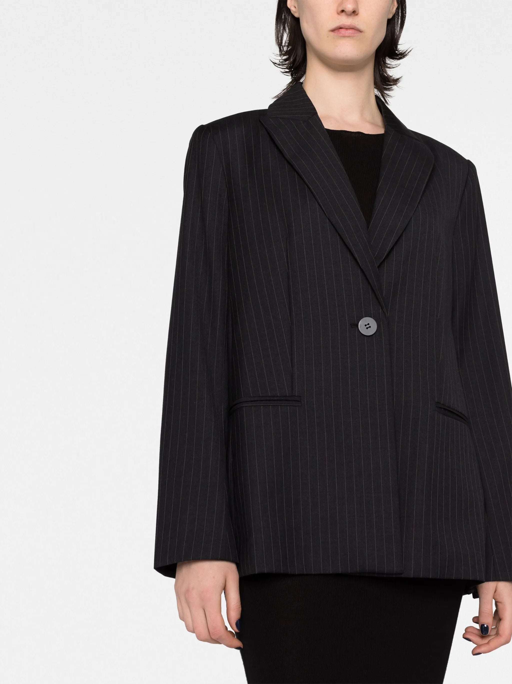 Agni pinstriped single-breasted blazer