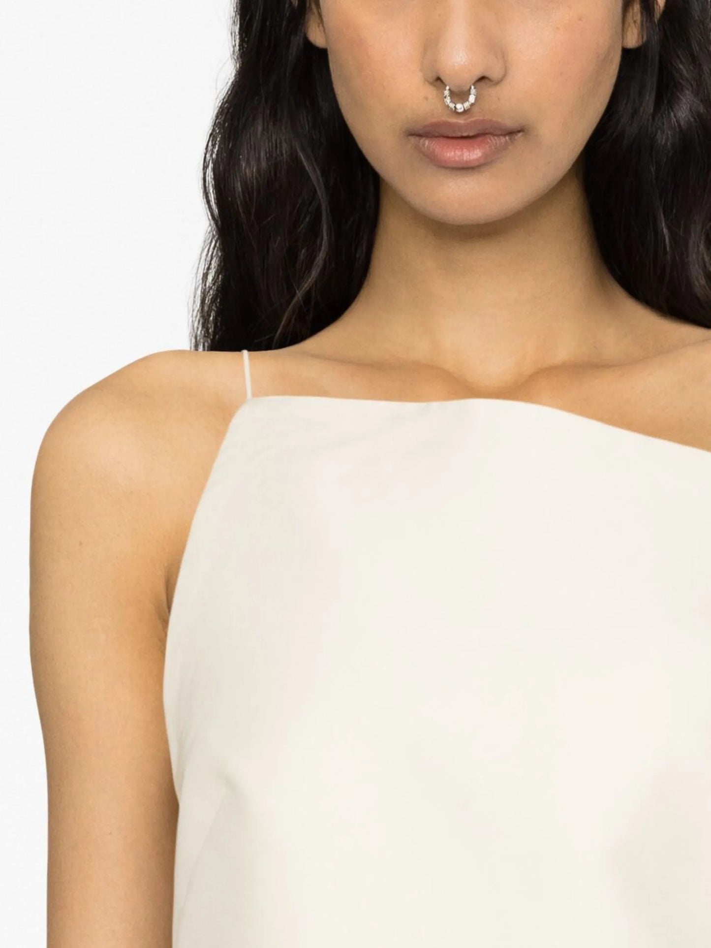 off-shoulder asymmetric cotton top