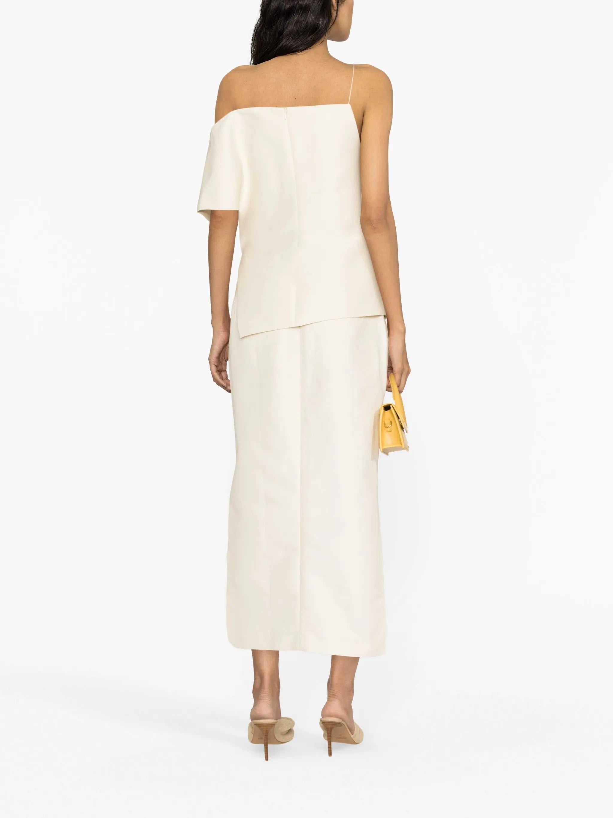 off-shoulder asymmetric cotton top