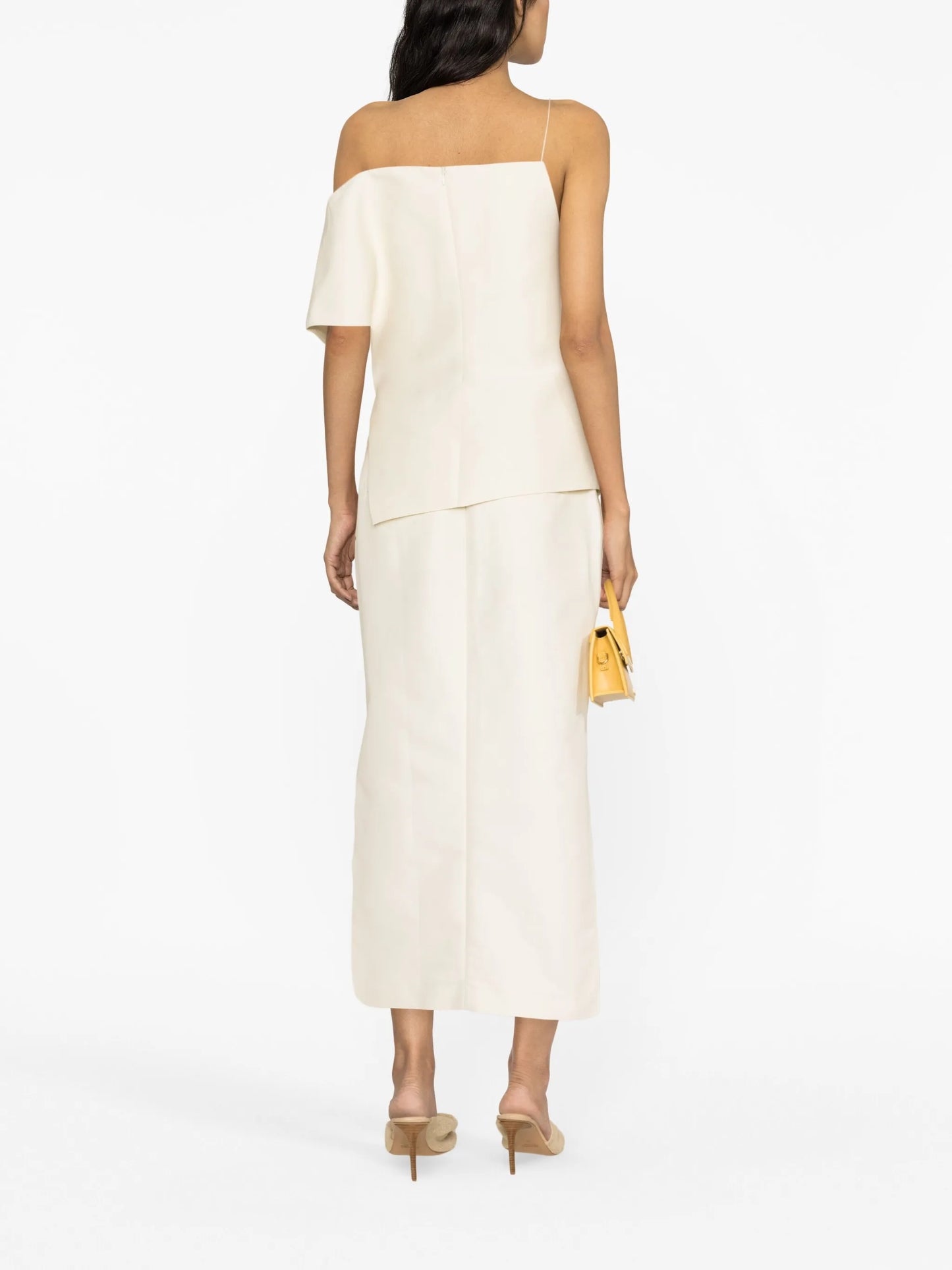 off-shoulder asymmetric cotton top