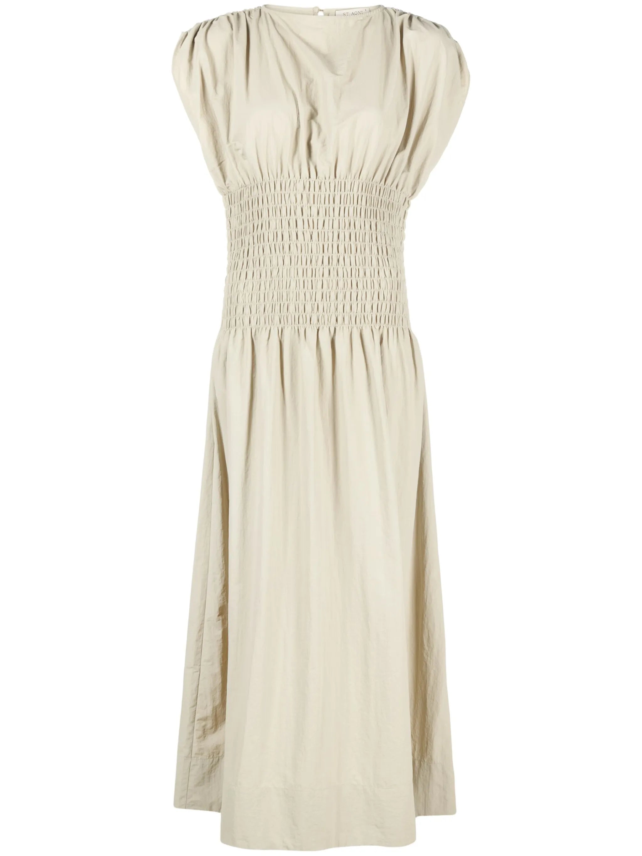 shirred midi dress