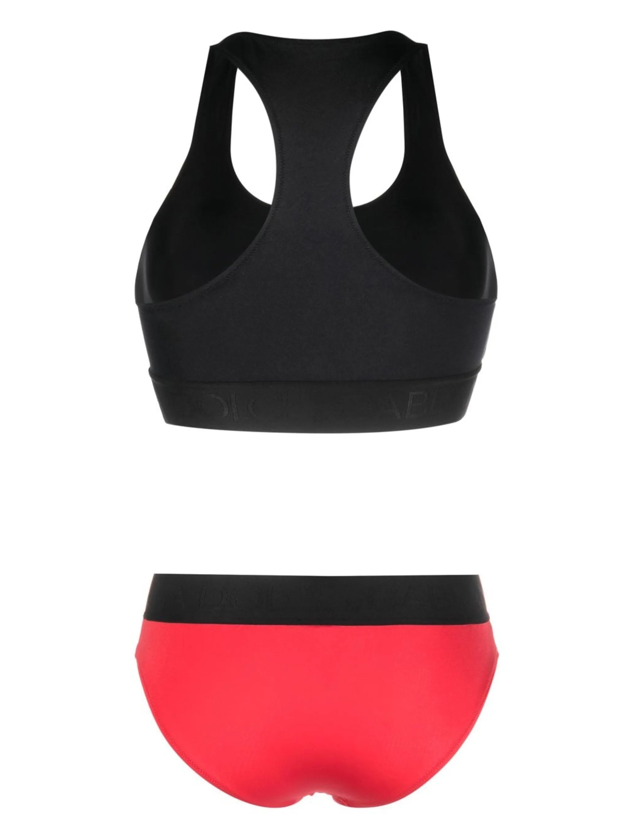 logo-tape two-tone bikini