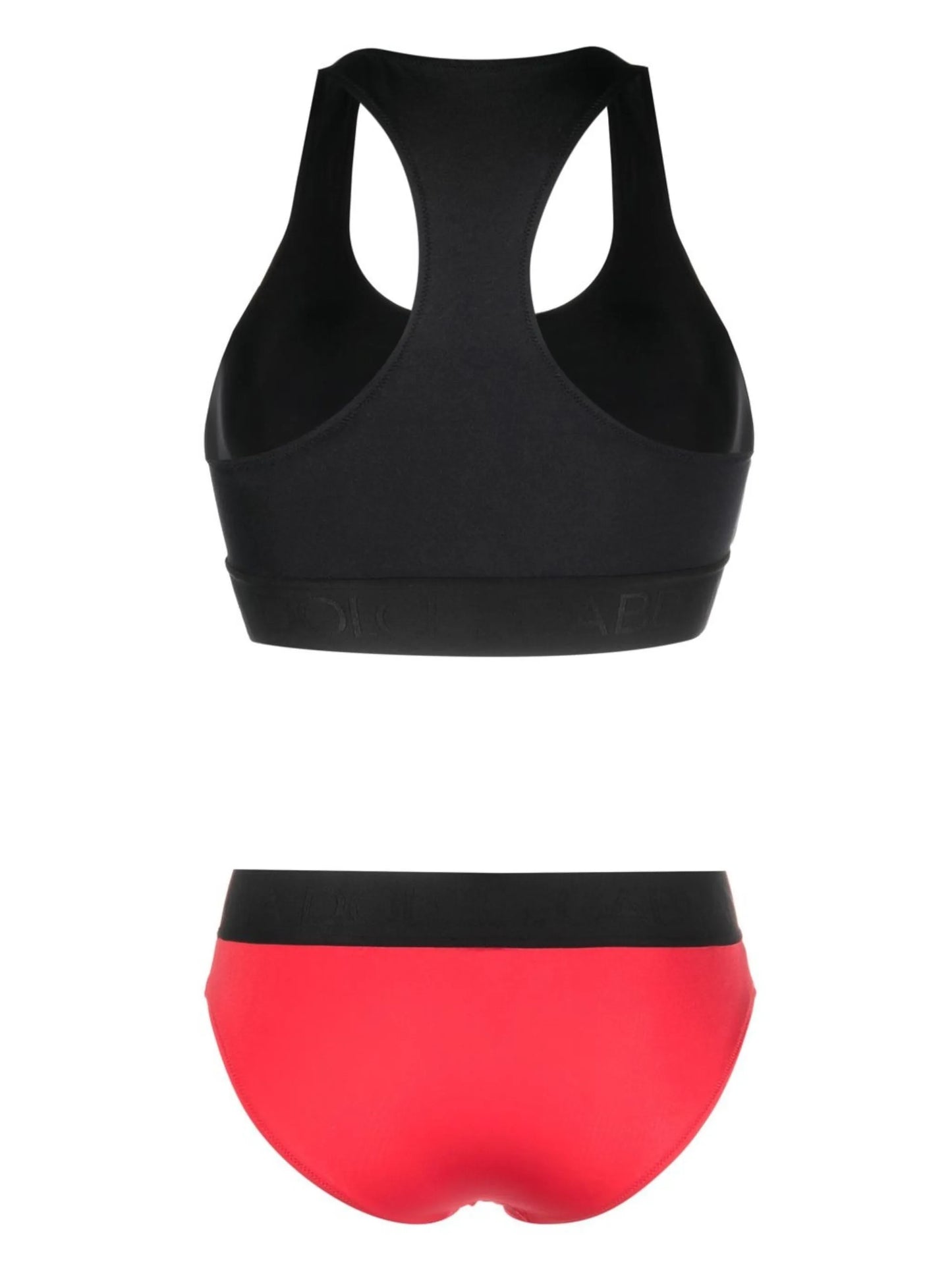logo-tape two-tone bikini