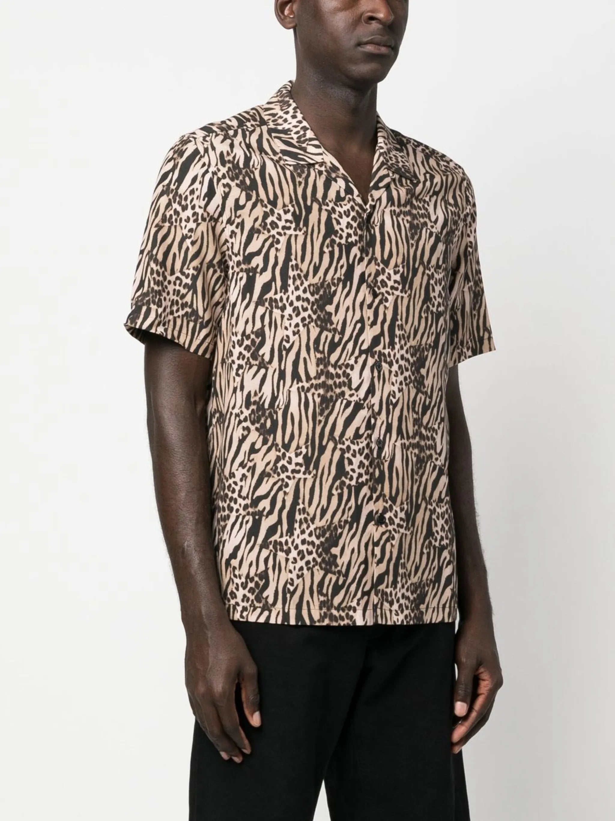 animal-print short-sleeve shirt