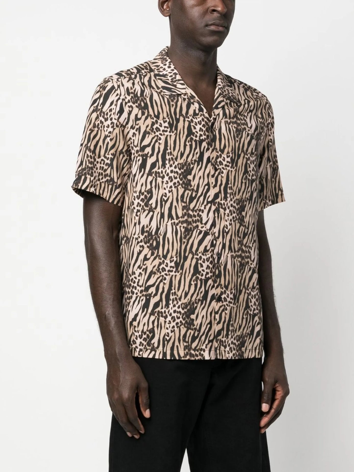 animal-print short-sleeve shirt