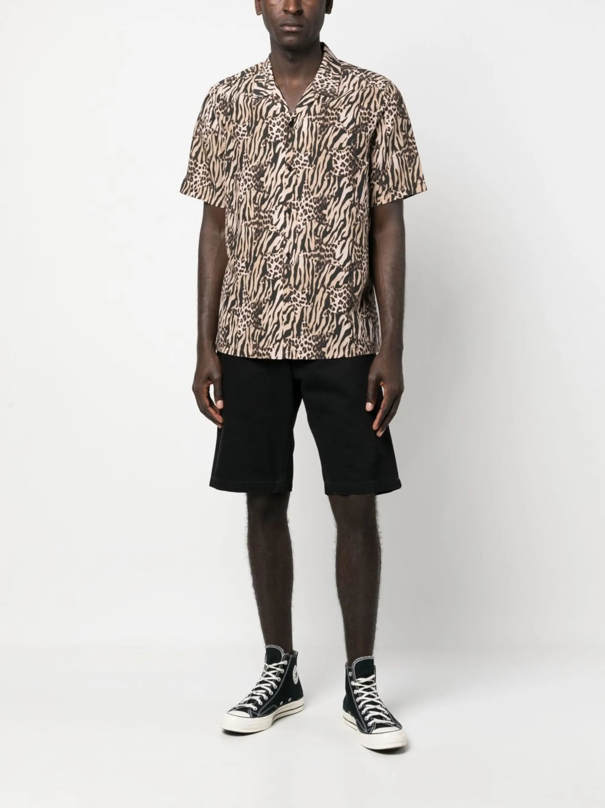animal-print short-sleeve shirt