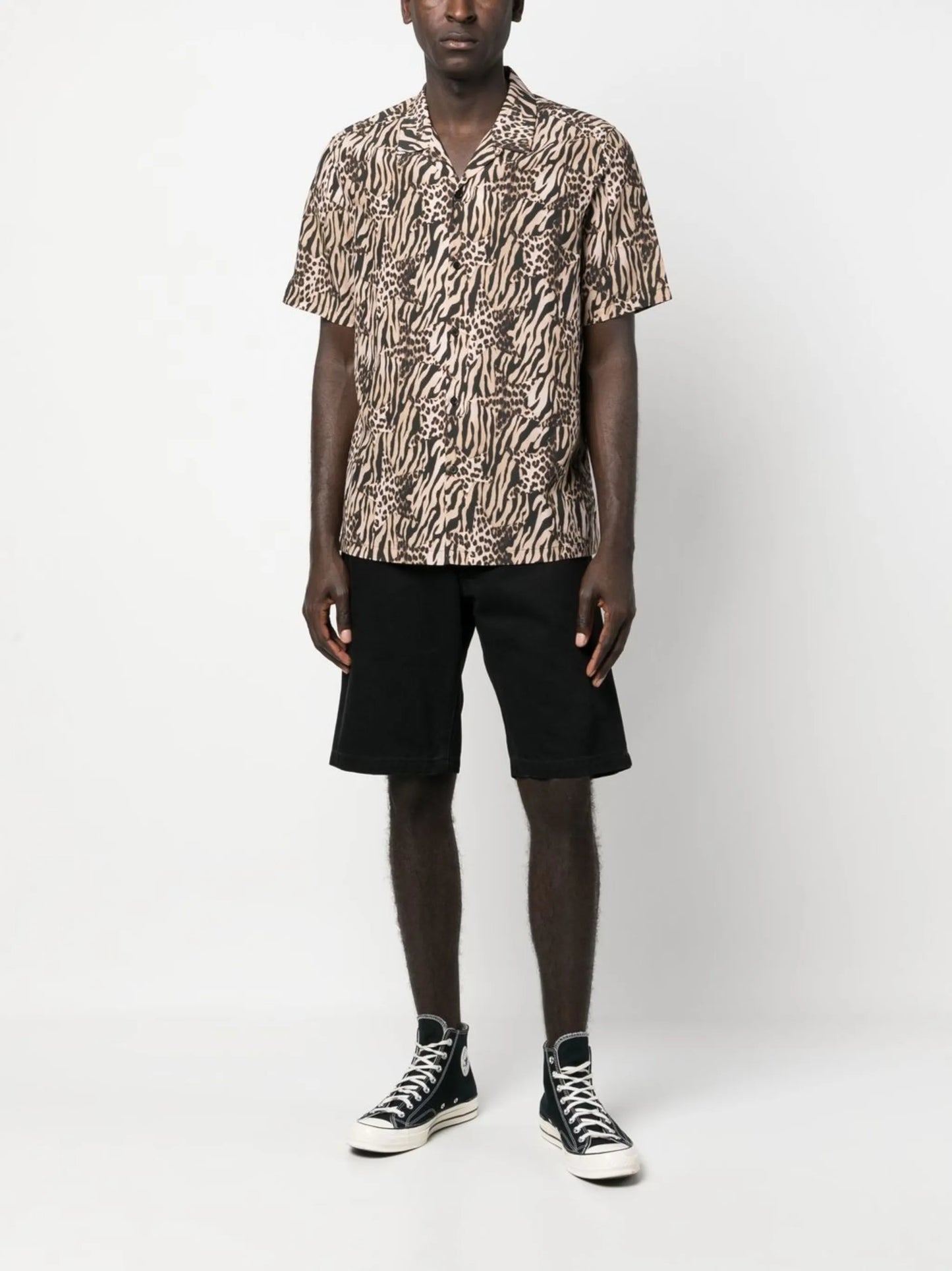 animal-print short-sleeve shirt