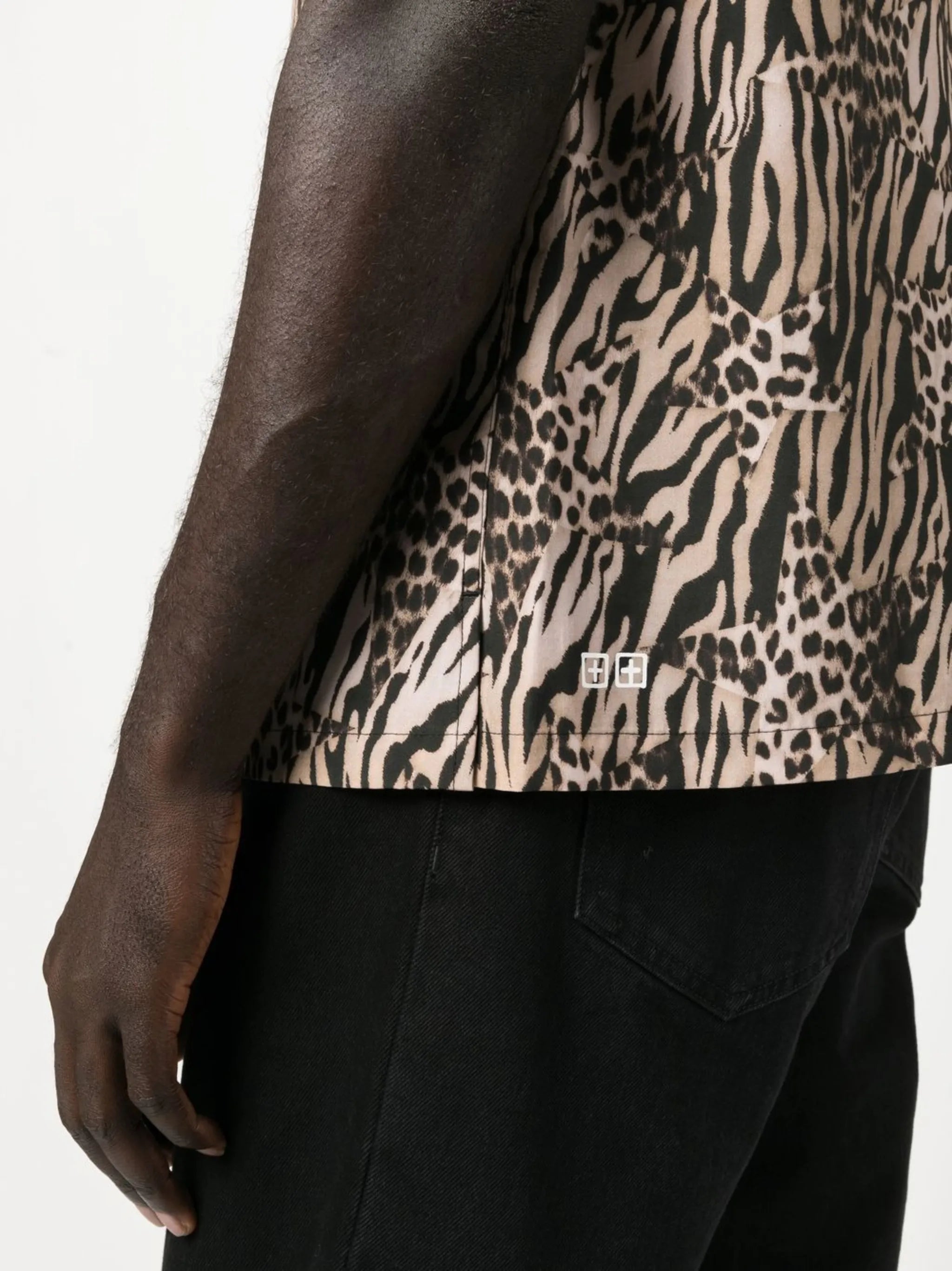 animal-print short-sleeve shirt