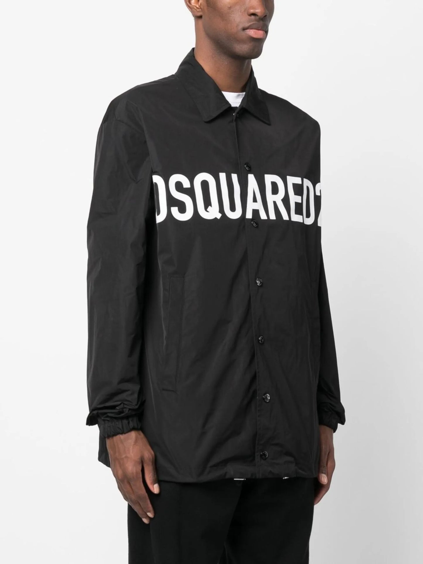 logo-print shirt jacket