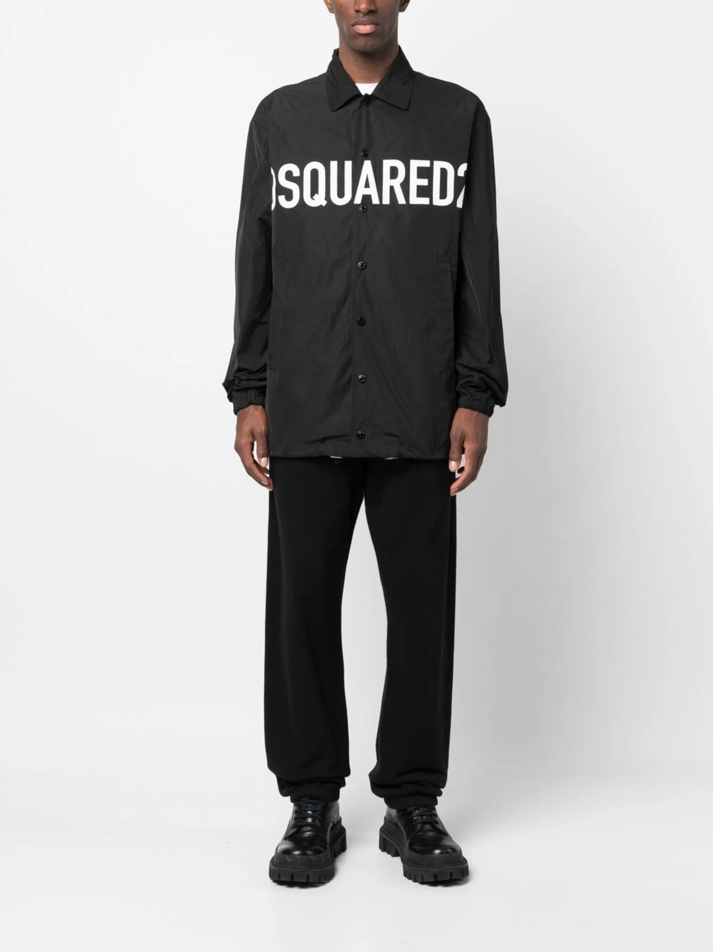 logo-print shirt jacket