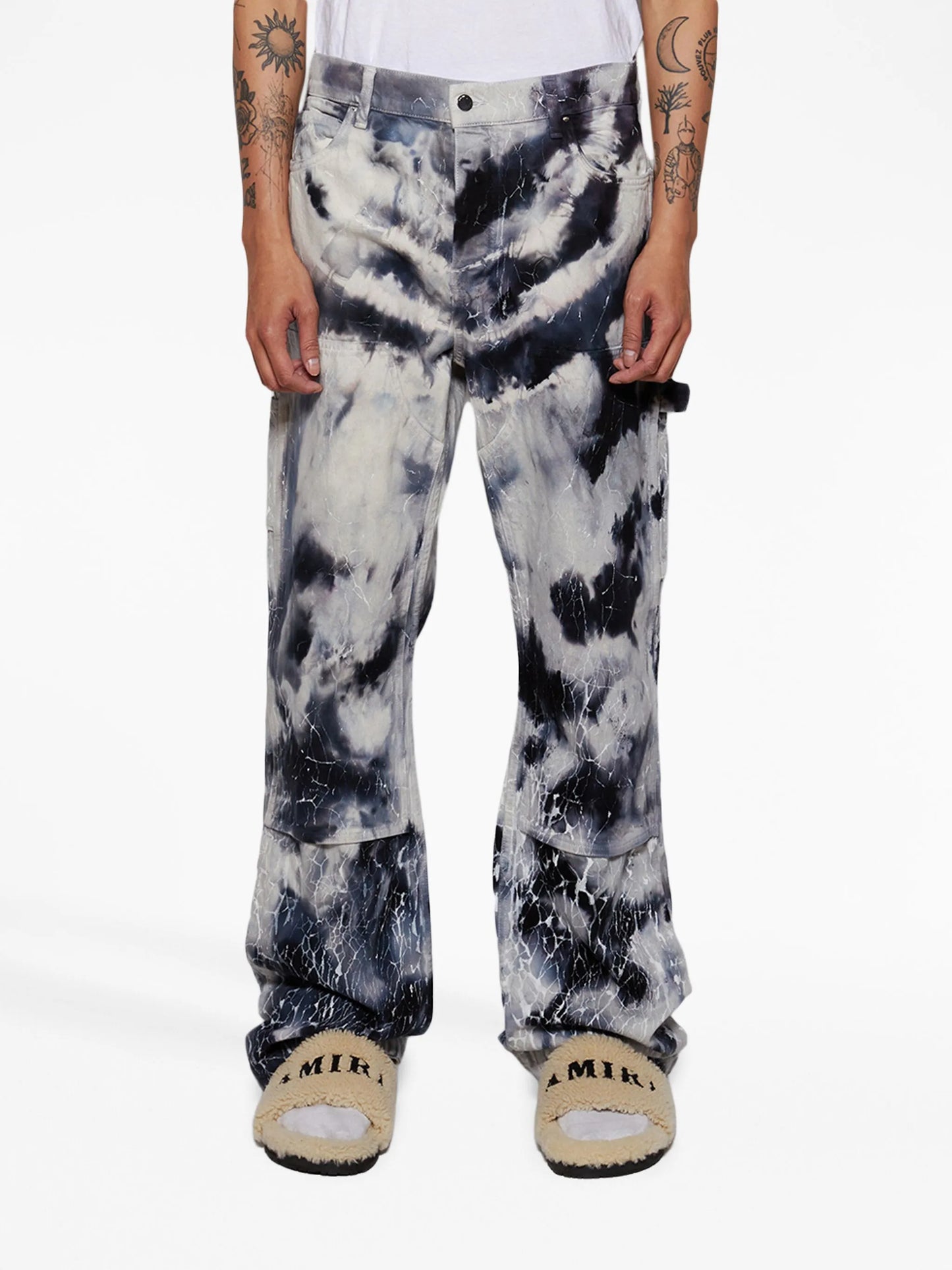 tie-dye wide-leg jeans