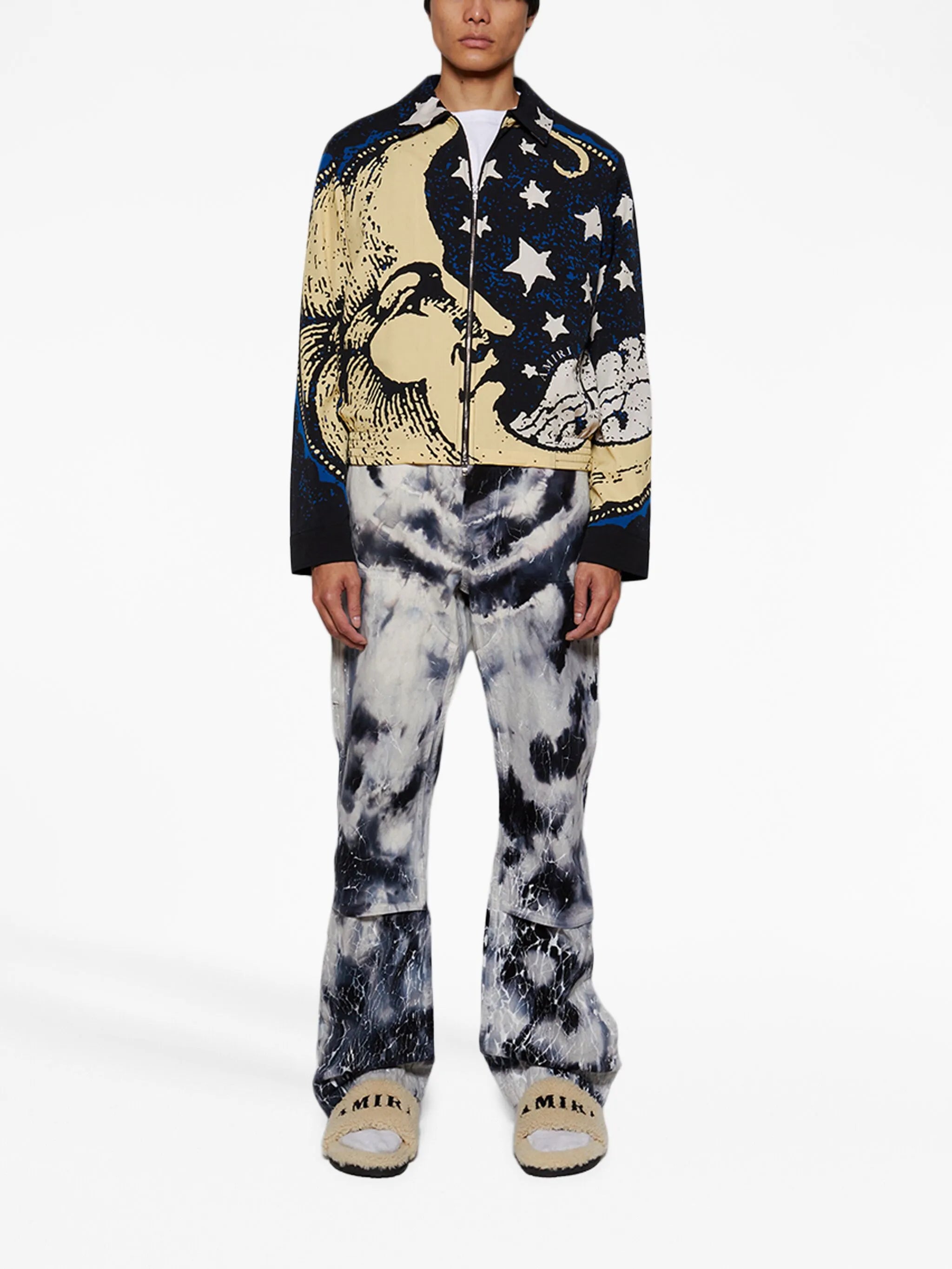 tie-dye wide-leg jeans