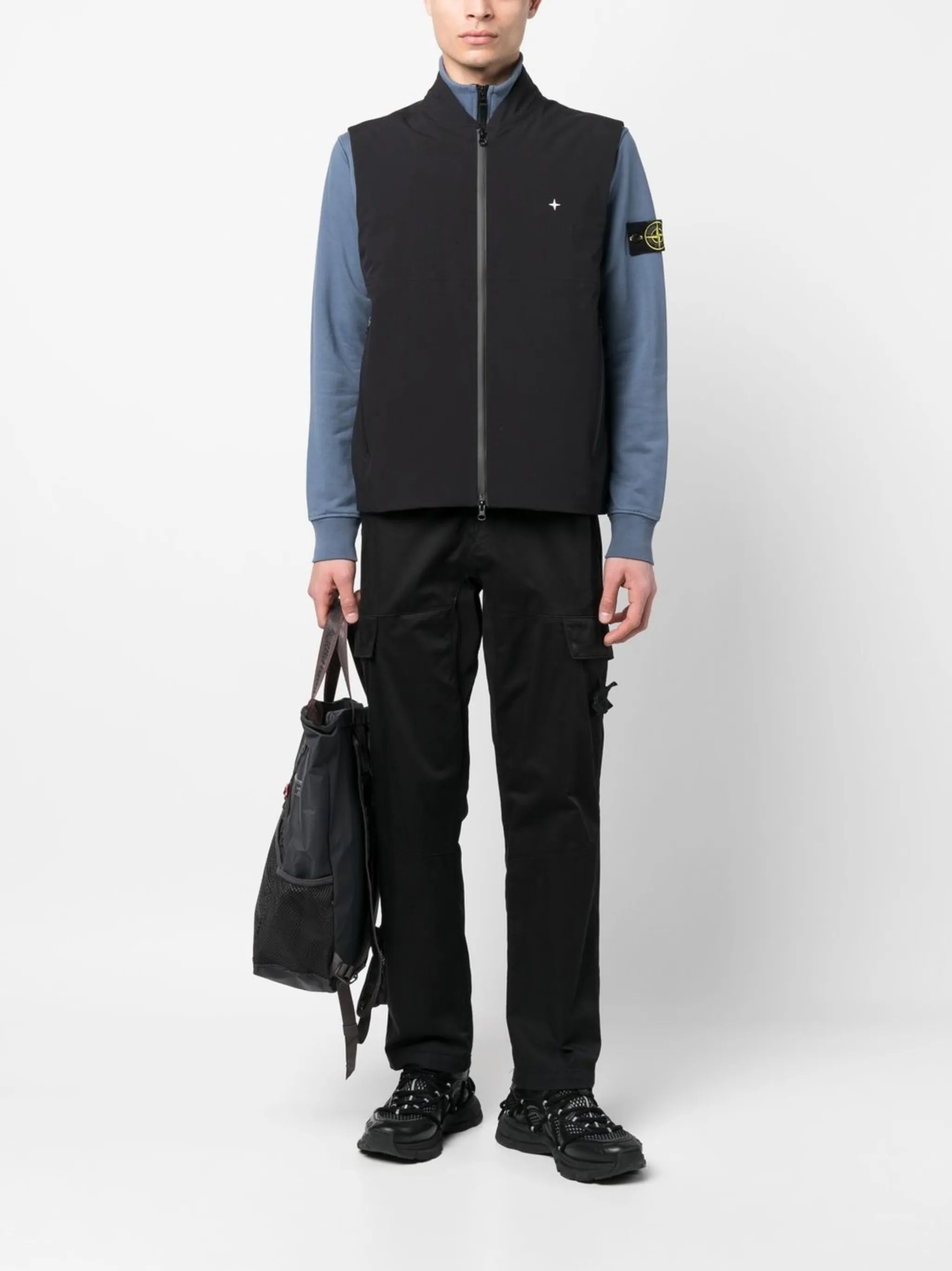embroidered logo zipped waistcoat