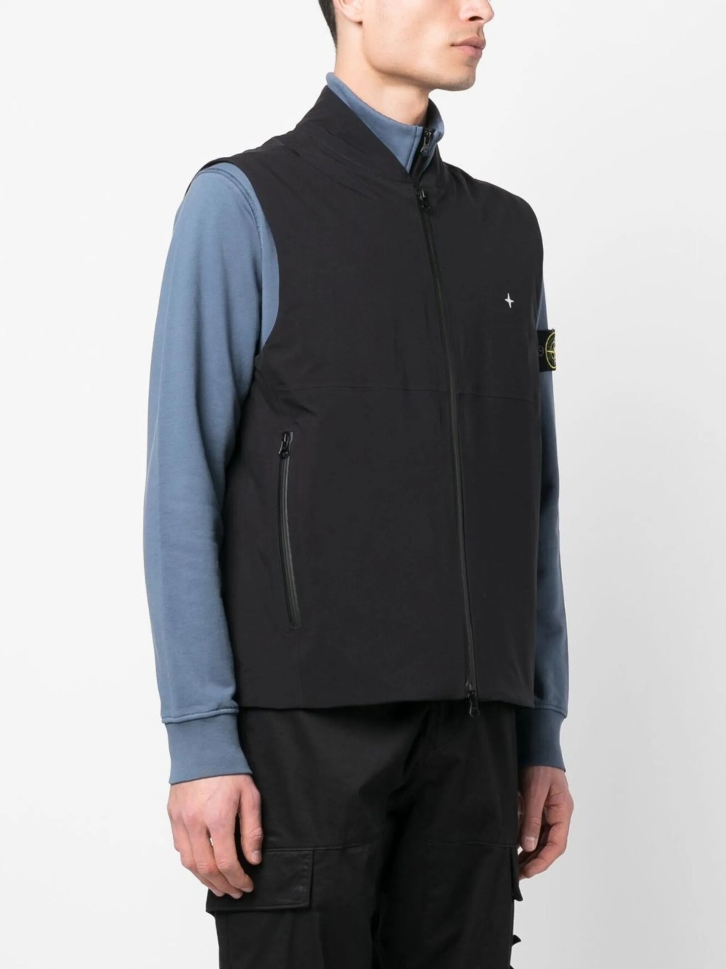 embroidered logo zipped waistcoat