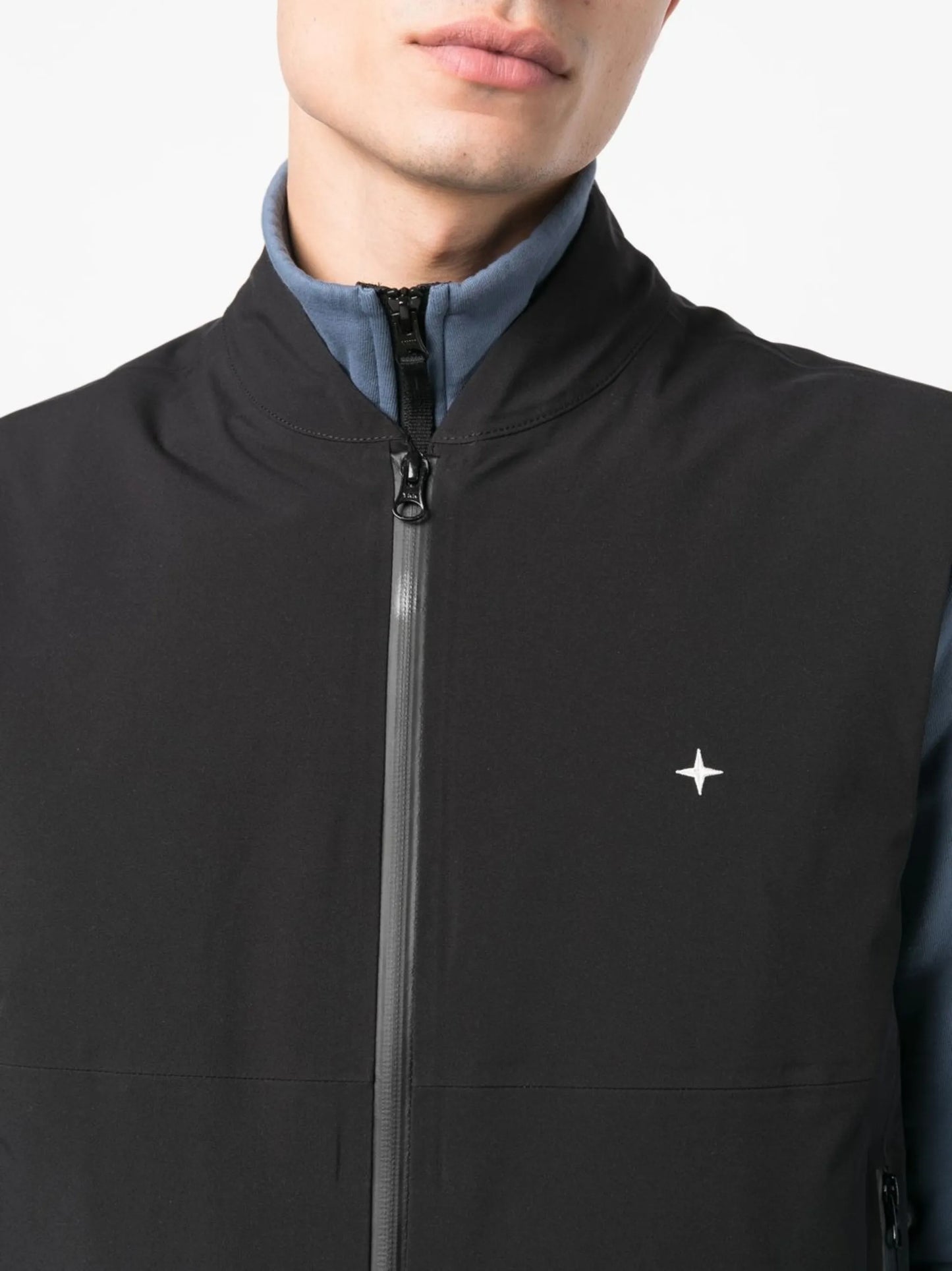 embroidered logo zipped waistcoat