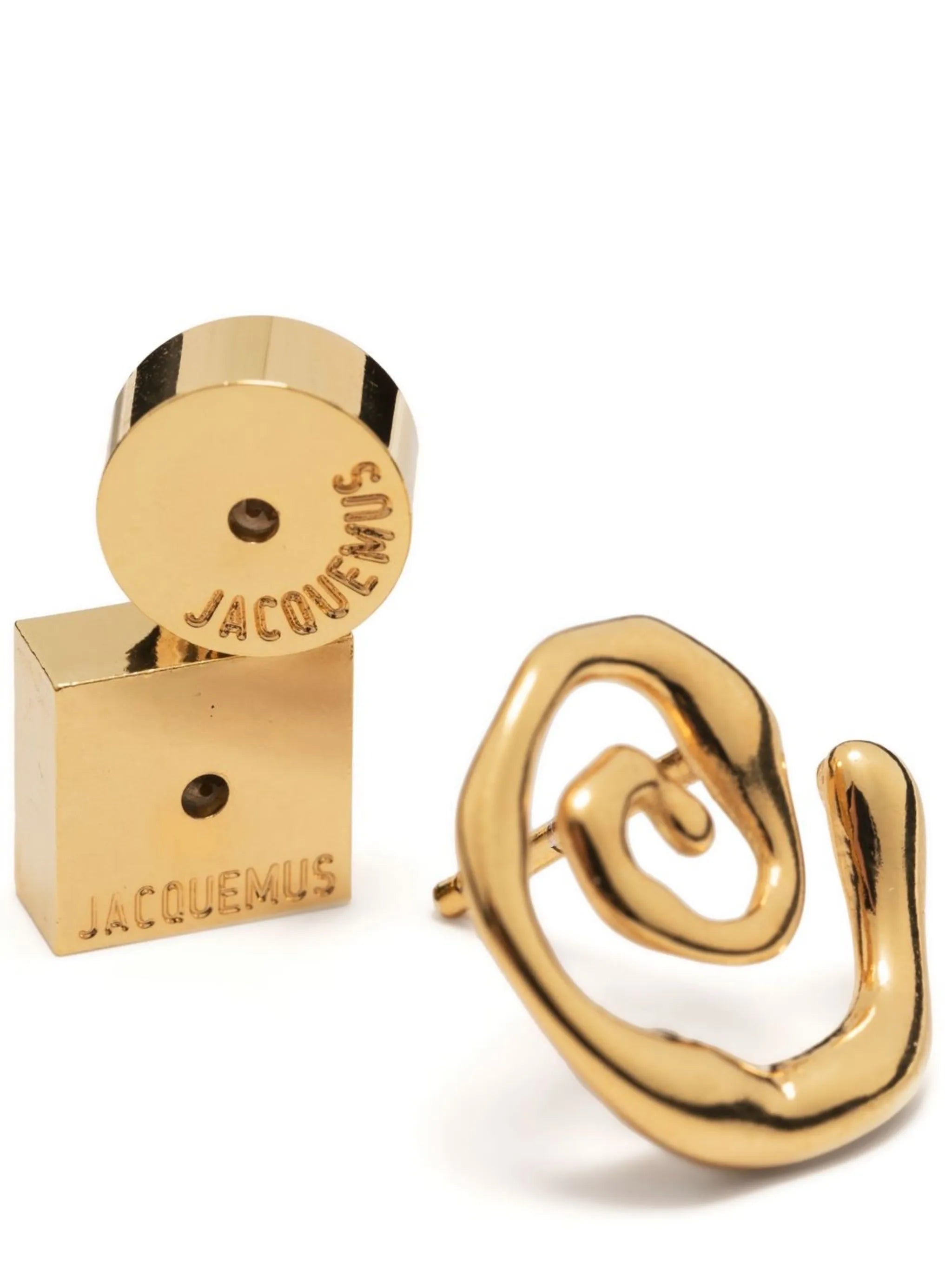 post-back fastening asymmetric earrings